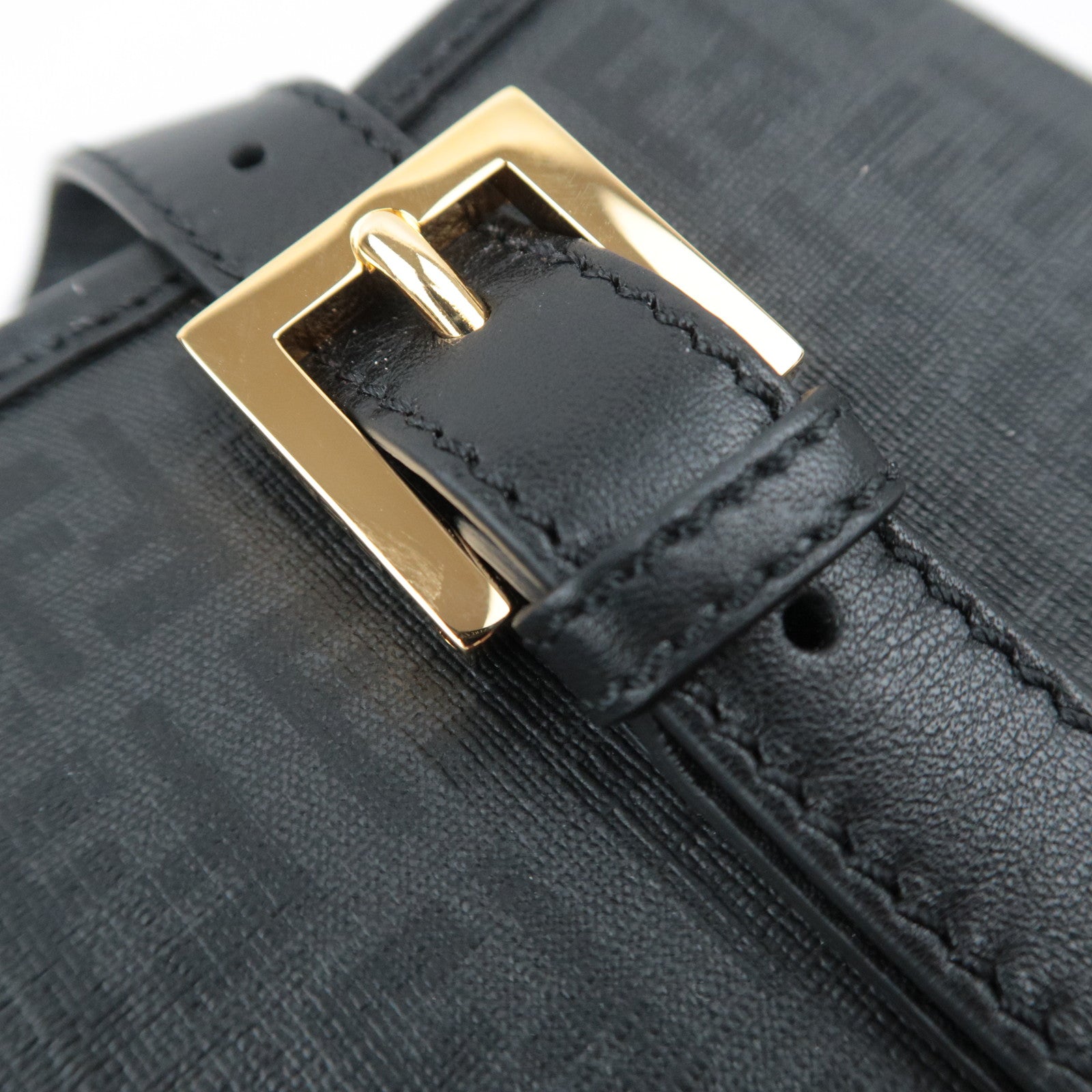 FENDI Zucchino PVC Leather Tote Bag Black 8BH237