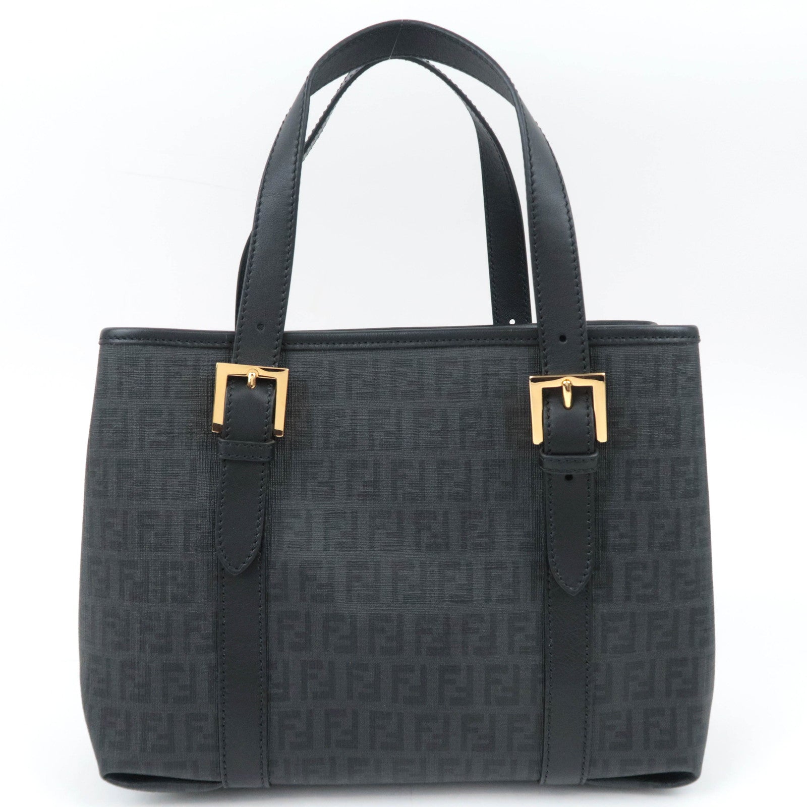 FENDI Zucchino PVC Leather Tote Bag Black 8BH237