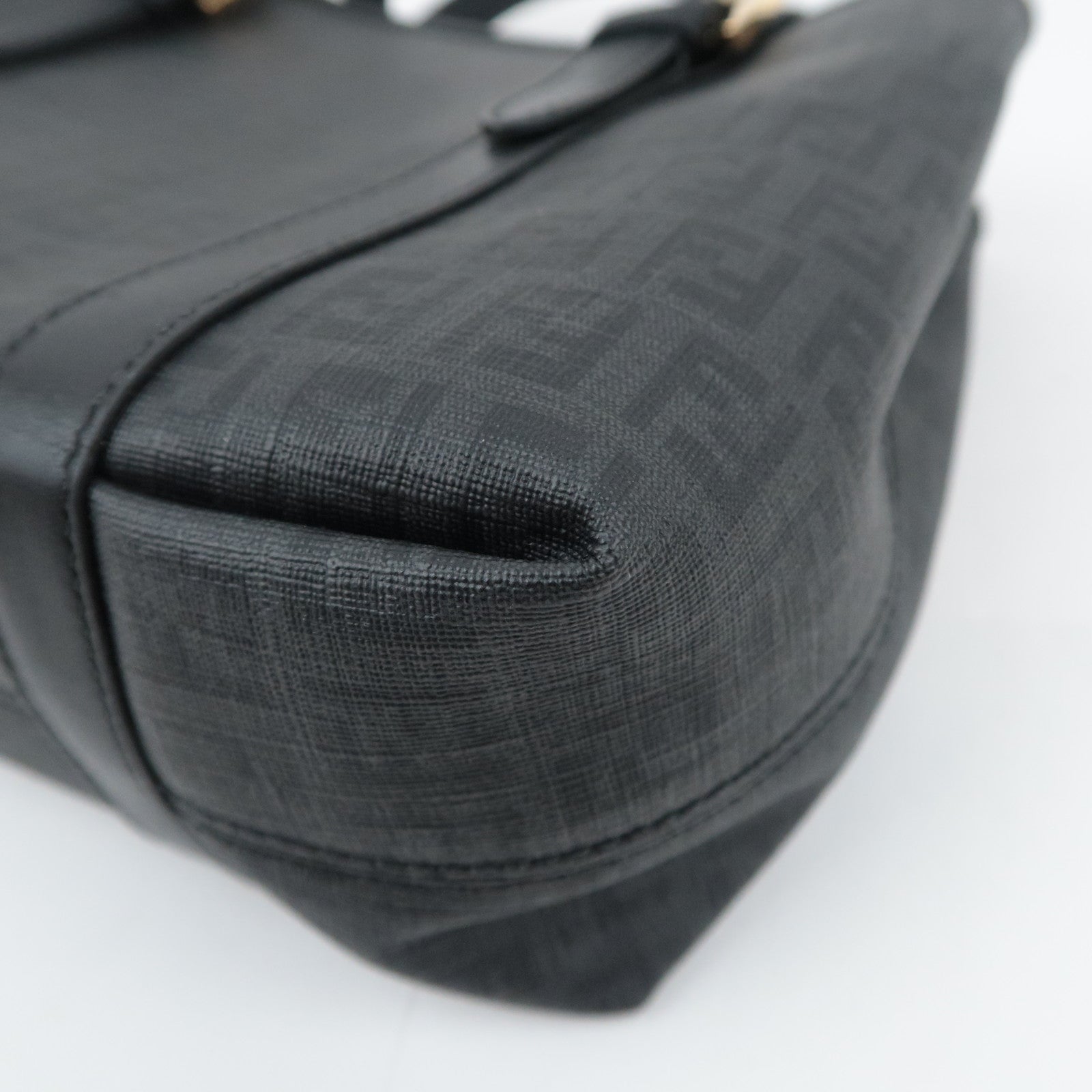 FENDI Zucchino PVC Leather Tote Bag Black 8BH237
