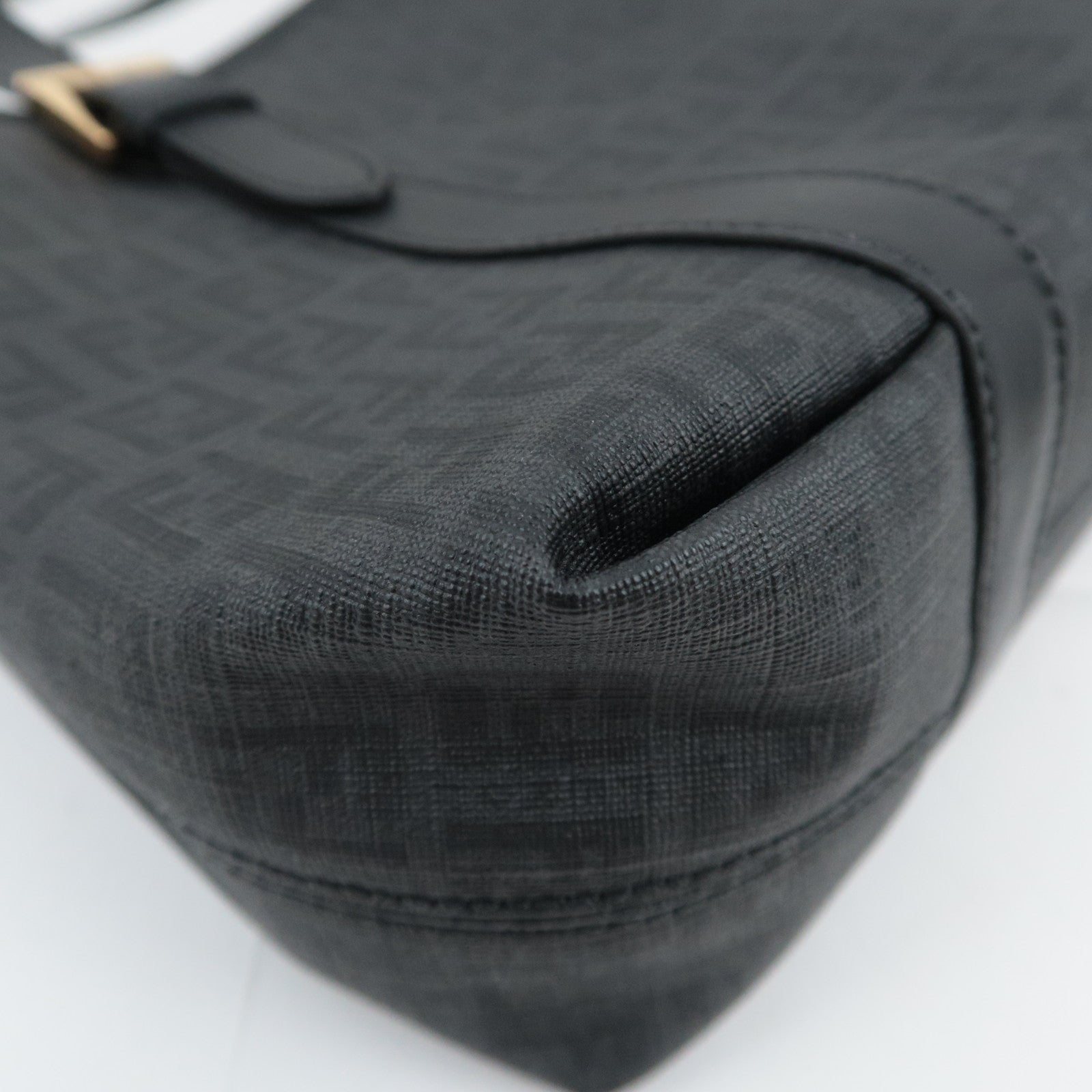 FENDI Zucchino PVC Leather Tote Bag Black 8BH237