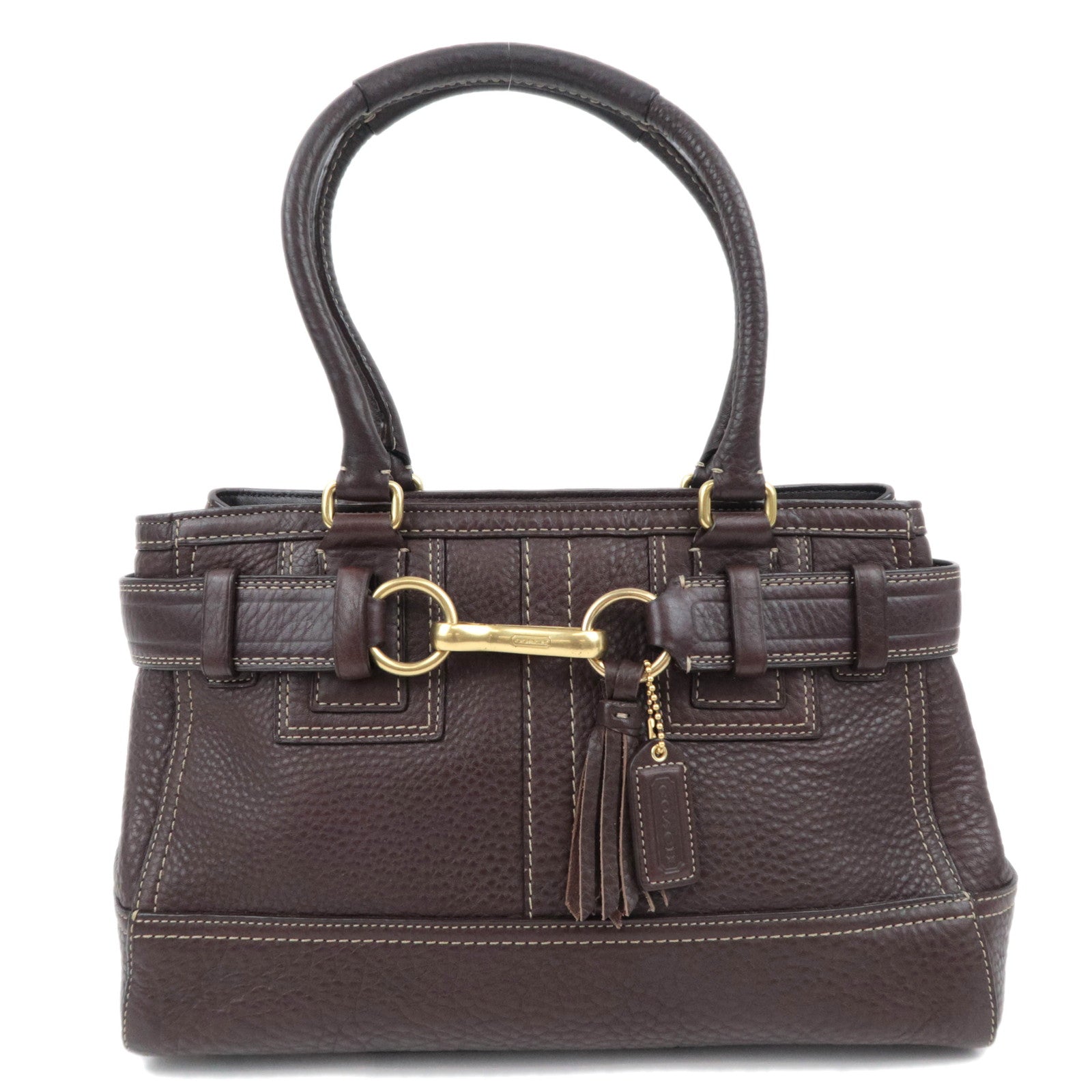 COACH Leather Shoulder Bag Brown 1021289716