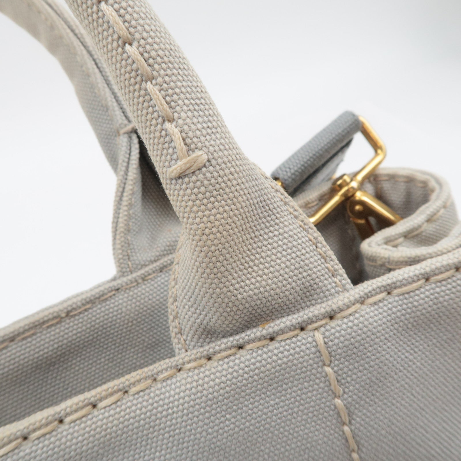 PRADA Canapa Mini 2Way Canvas Tote Bag Gray 1BG439