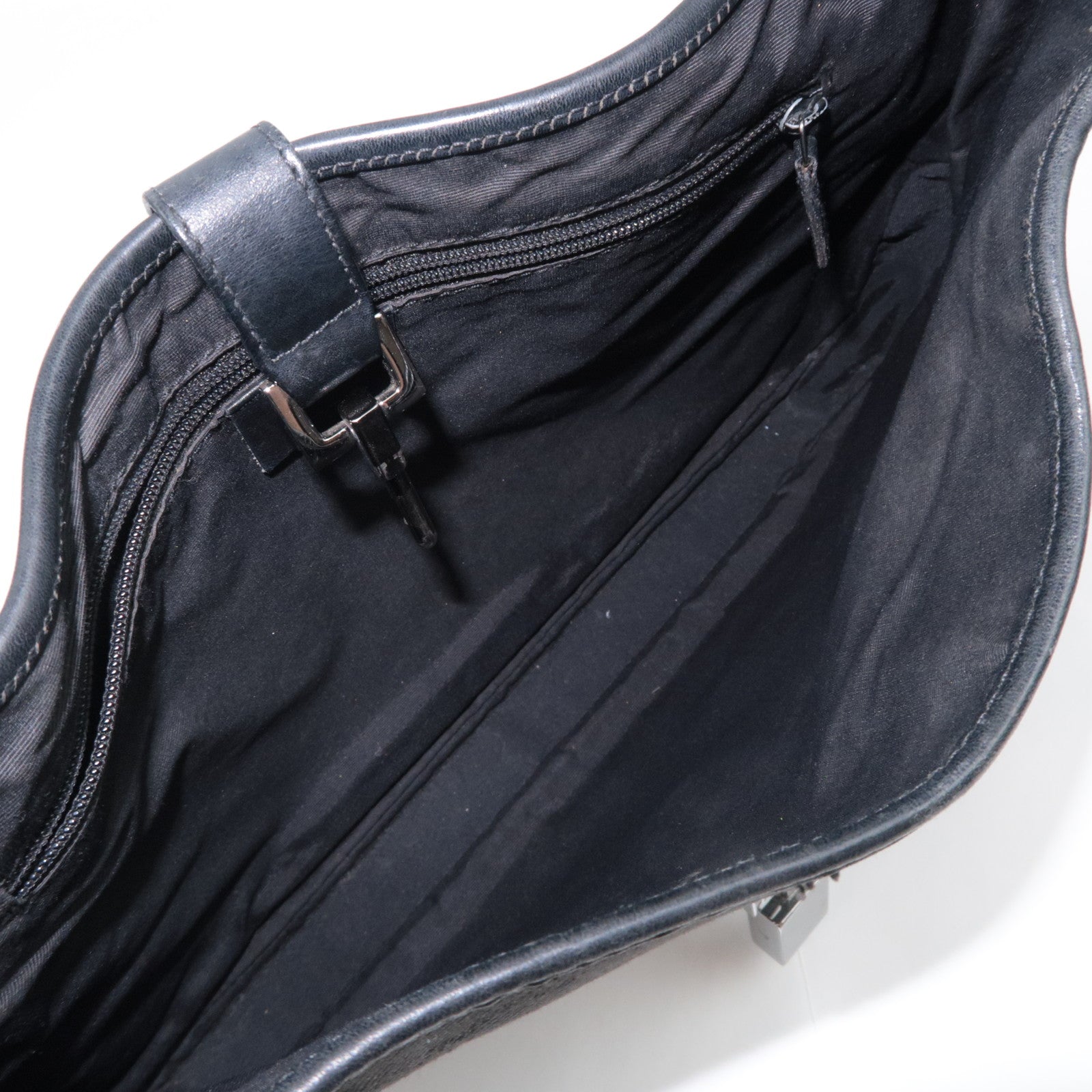 GUCCI Jackie GG Denim Shoulder Bag Black 00963