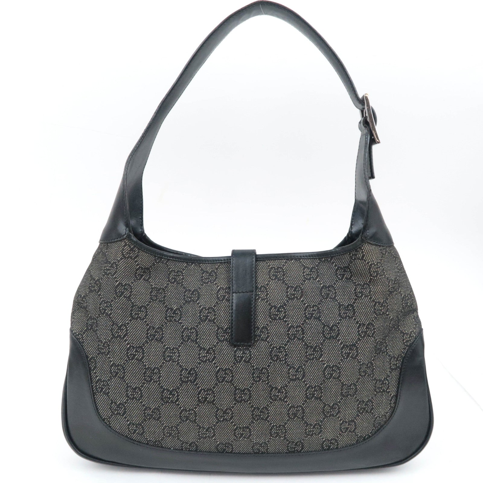 GUCCI Jackie GG Denim Shoulder Bag Black 00963