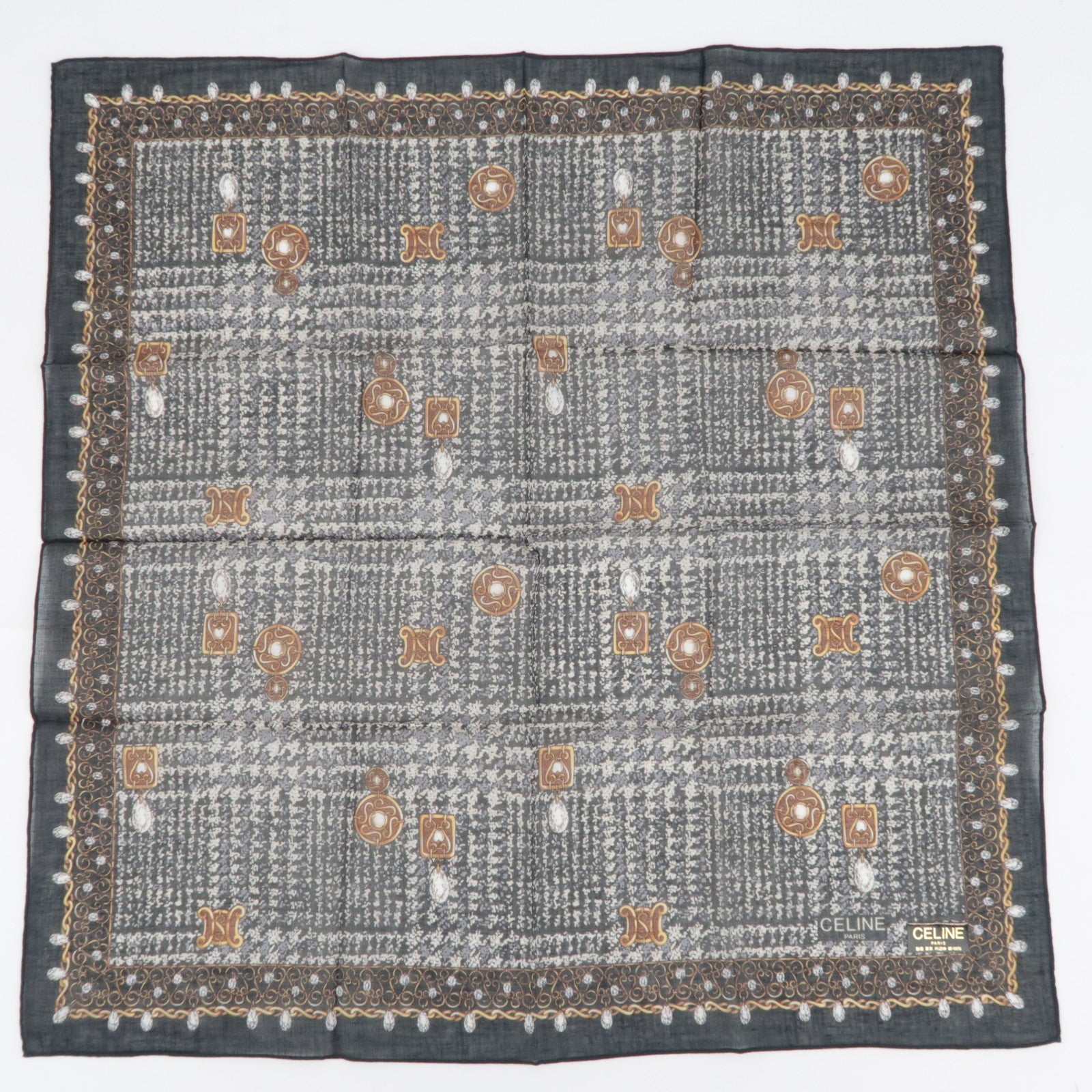 CELINE Set of 5 Handkerchiefs Scarf 100% Cotton