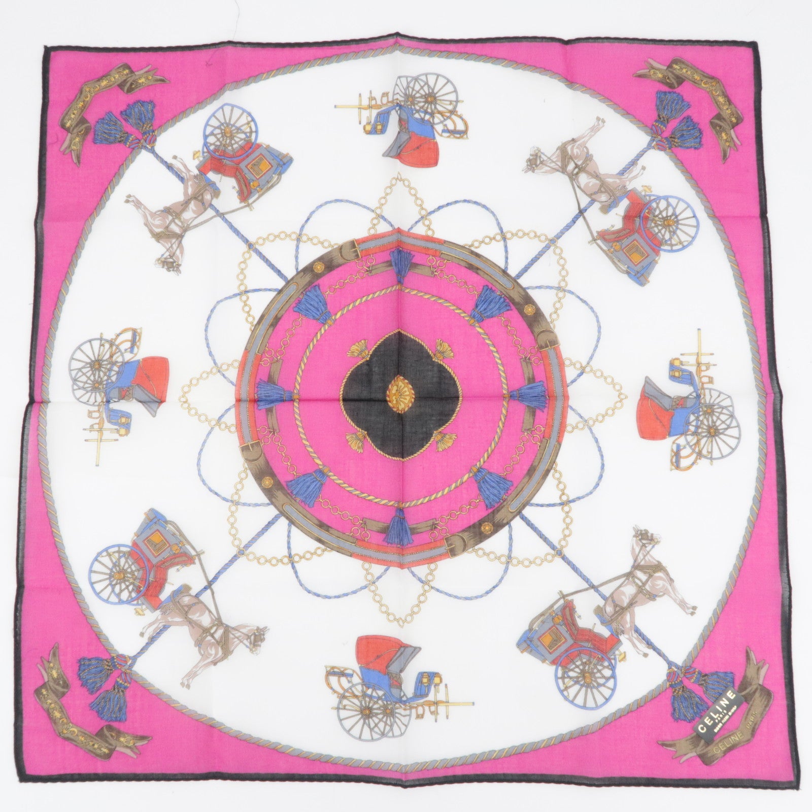 CELINE Set of 5 Handkerchiefs Scarf 100% Cotton