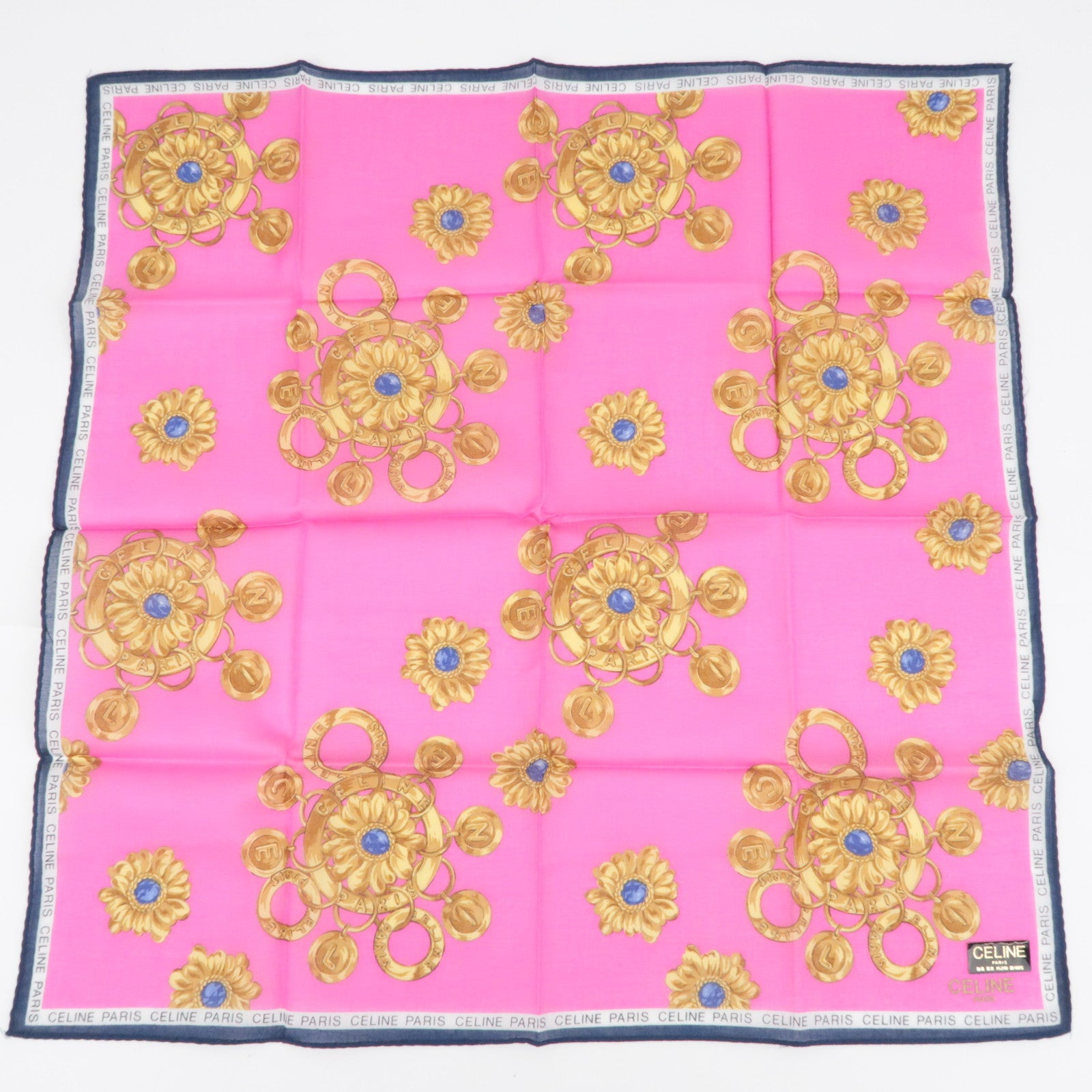 CELINE Set of 5 Handkerchiefs Scarf 100% Cotton
