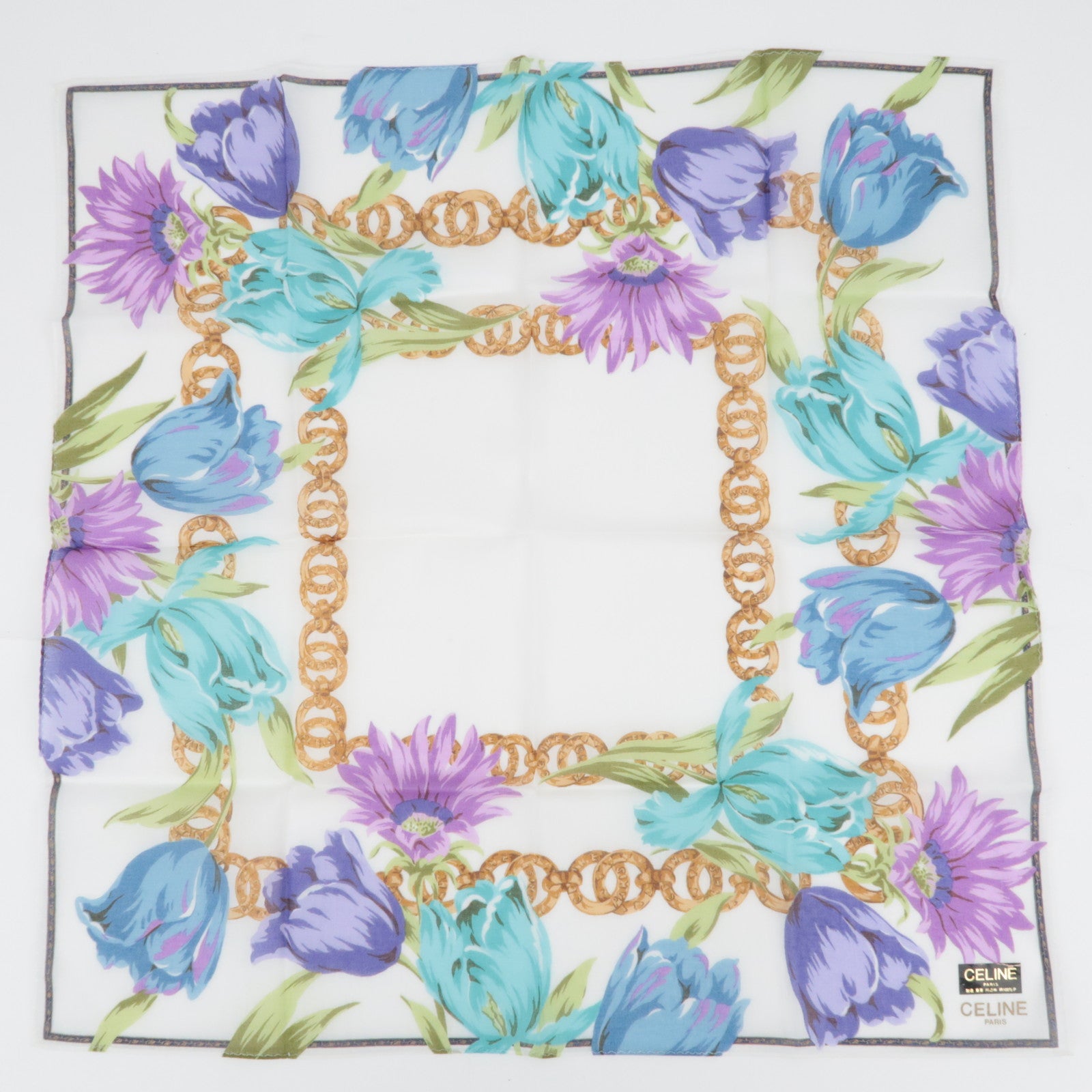 CELINE Set of 5 Handkerchiefs Scarf 100% Cotton
