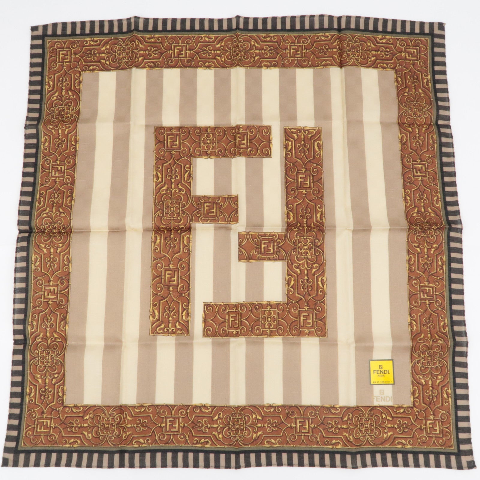 FENDI Set of 5 Handkerchiefs Scarf 100% Cotton