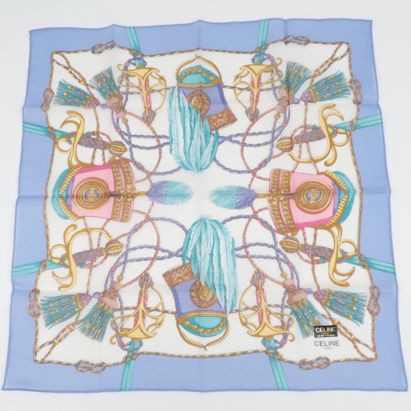CELINE Set of 5 Handkerchiefs Scarf 100% Cotton