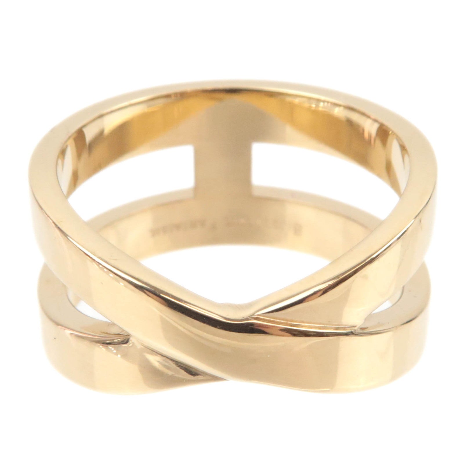 HERMES Ruban Scarf Ring Gold Color