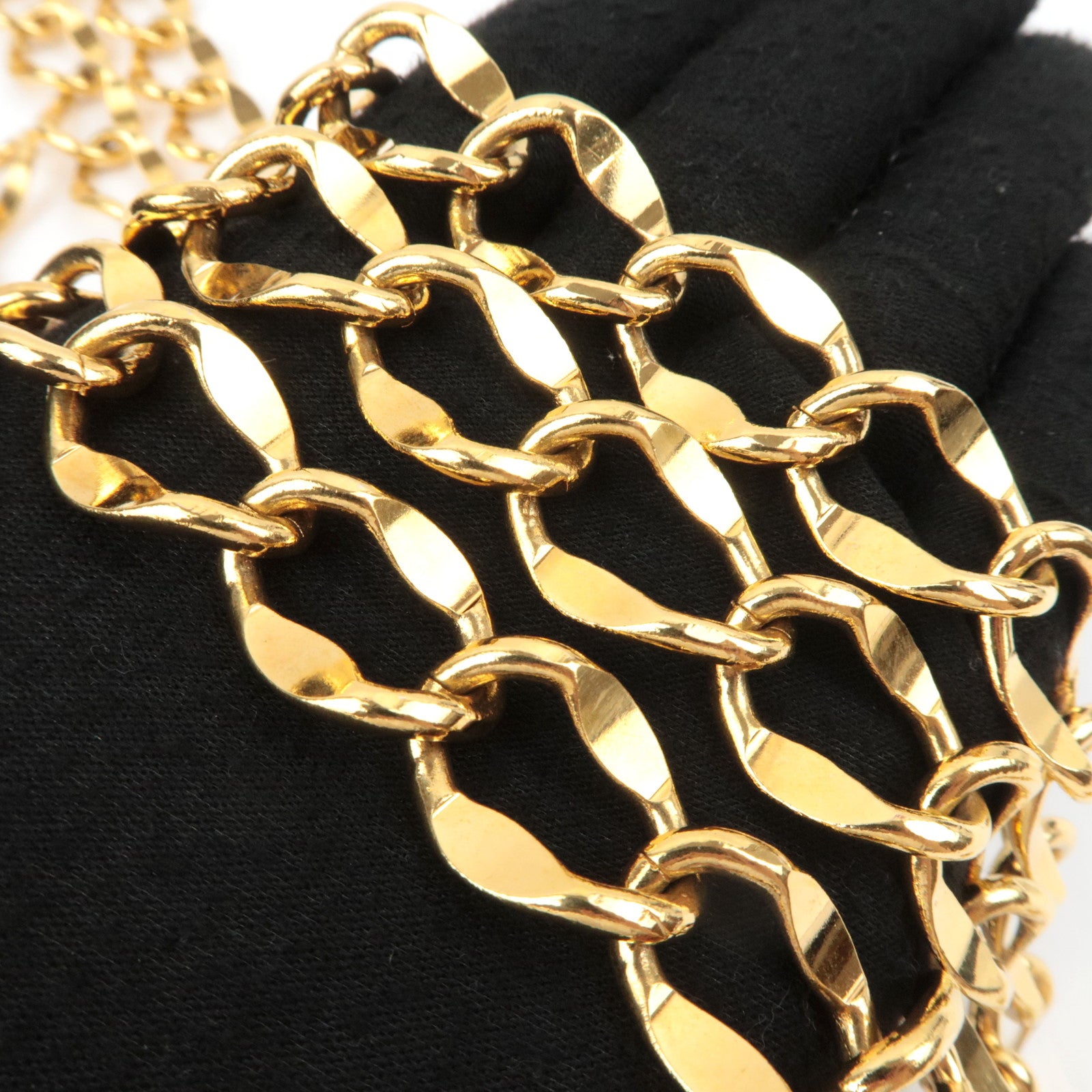 CHANEL Coin Charm Double Chain Belt Waist Around 75cm Gold Color
