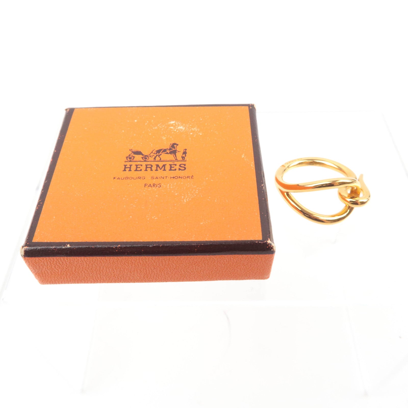 HERMES Jumbo Scarf Ring Gold Color