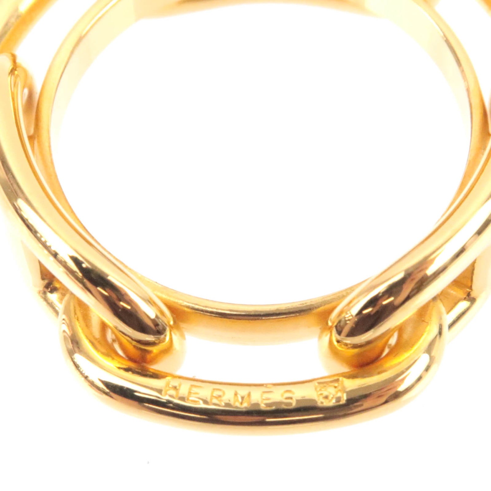 HERMES Chaine d'Ancre Scarf Ring Gold Color