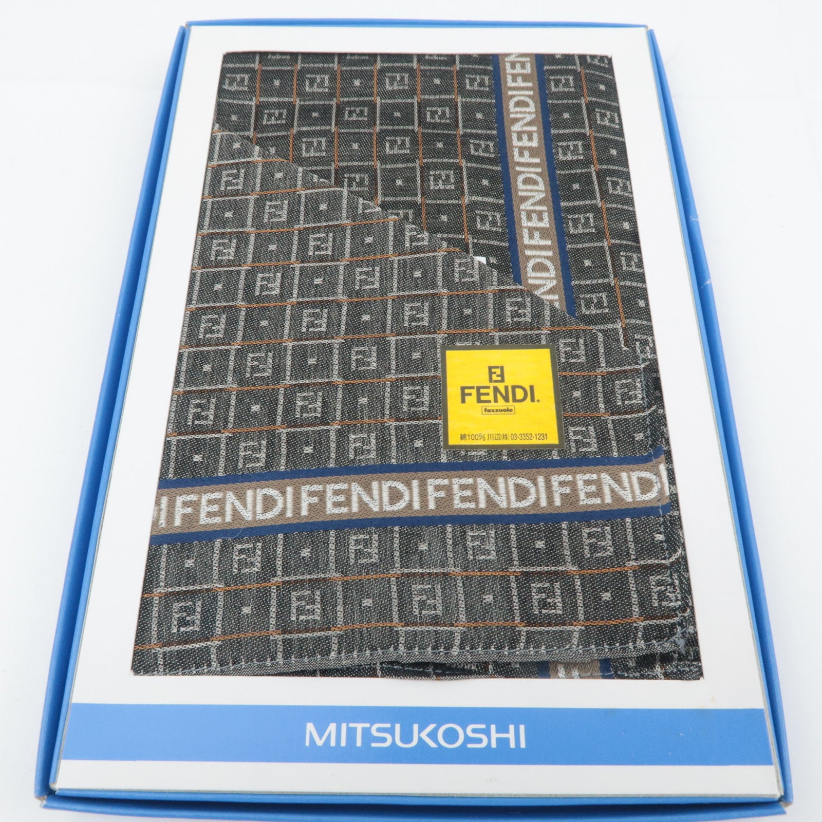 FENDI Set of 4 Handkerchiefs Scarf 100% Cotton