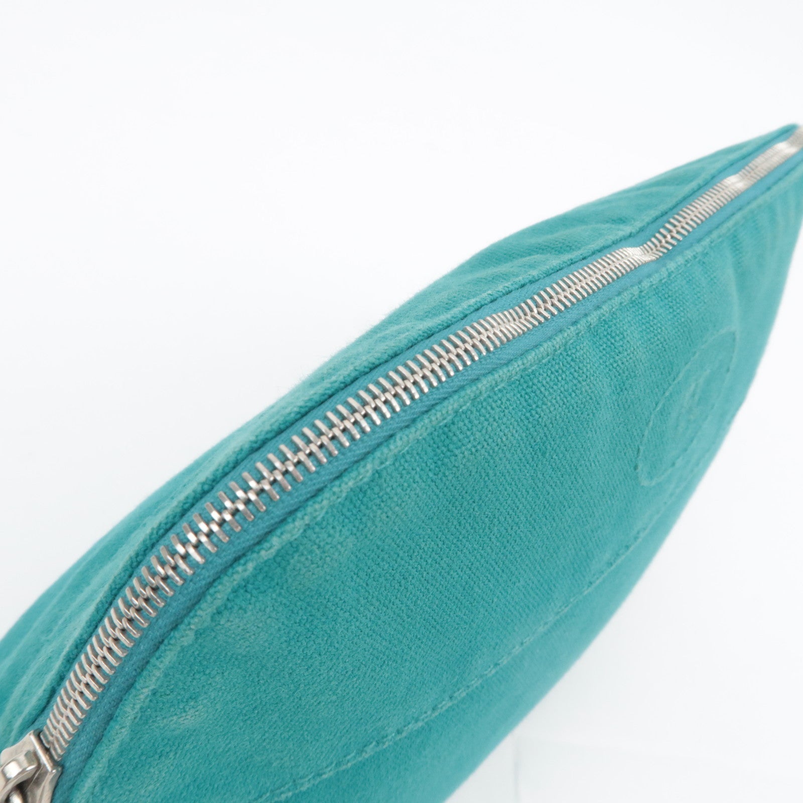 HERMES Bolide Pouch MM Canvas Cosmetic Pouch Emerald Green