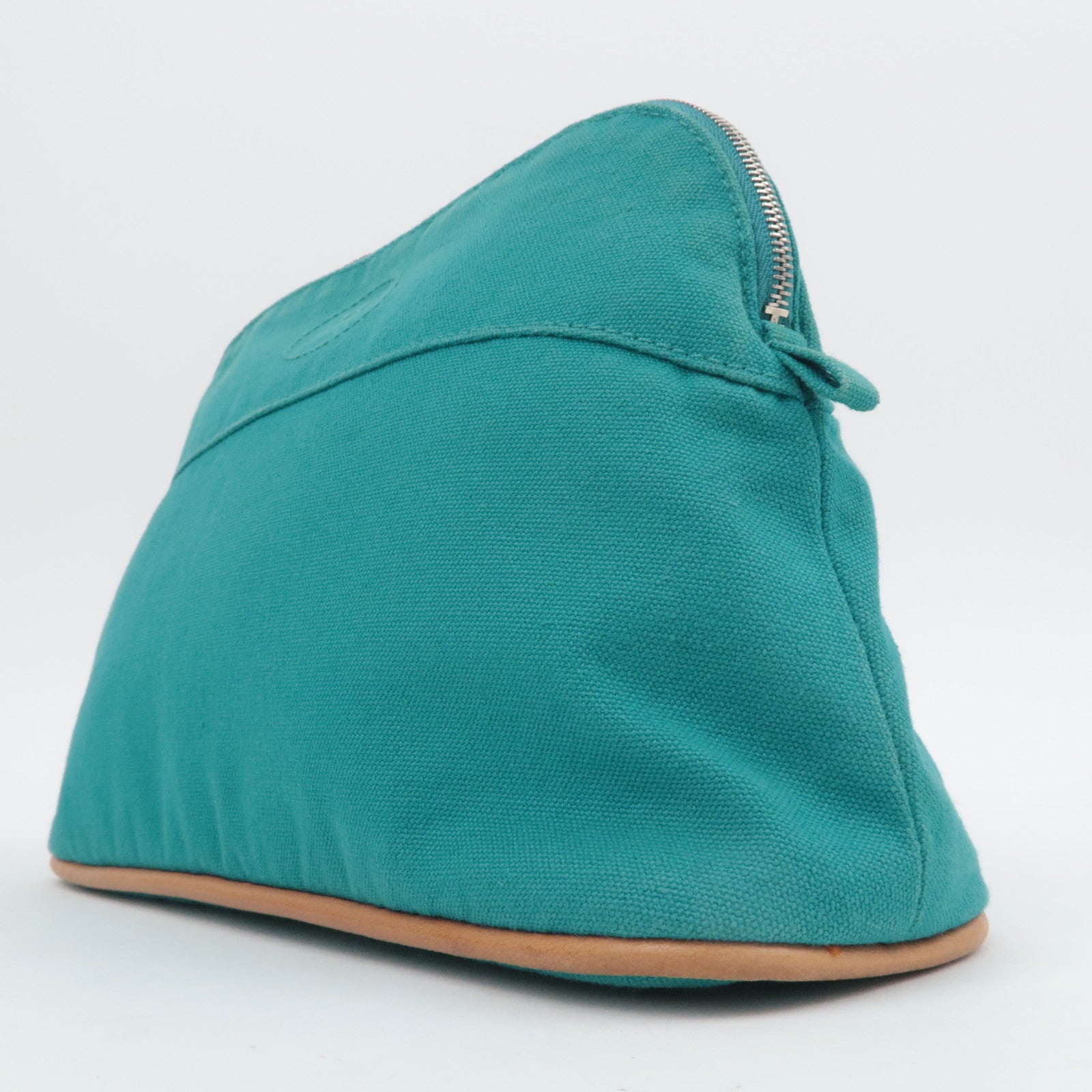 HERMES Bolide Pouch MM Canvas Cosmetic Pouch Emerald Green