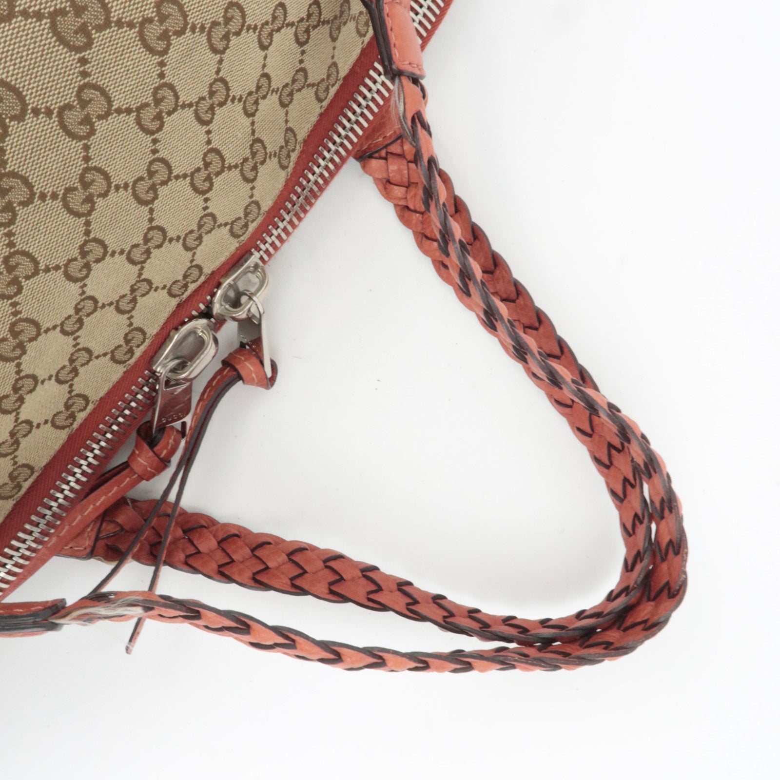 GUCCI Bamboo GG Canvas Shoulder Bag Beige Brown 232960
