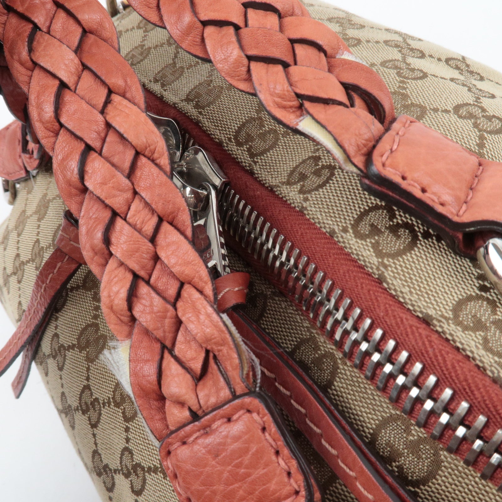 GUCCI Bamboo GG Canvas Shoulder Bag Beige Brown 232960