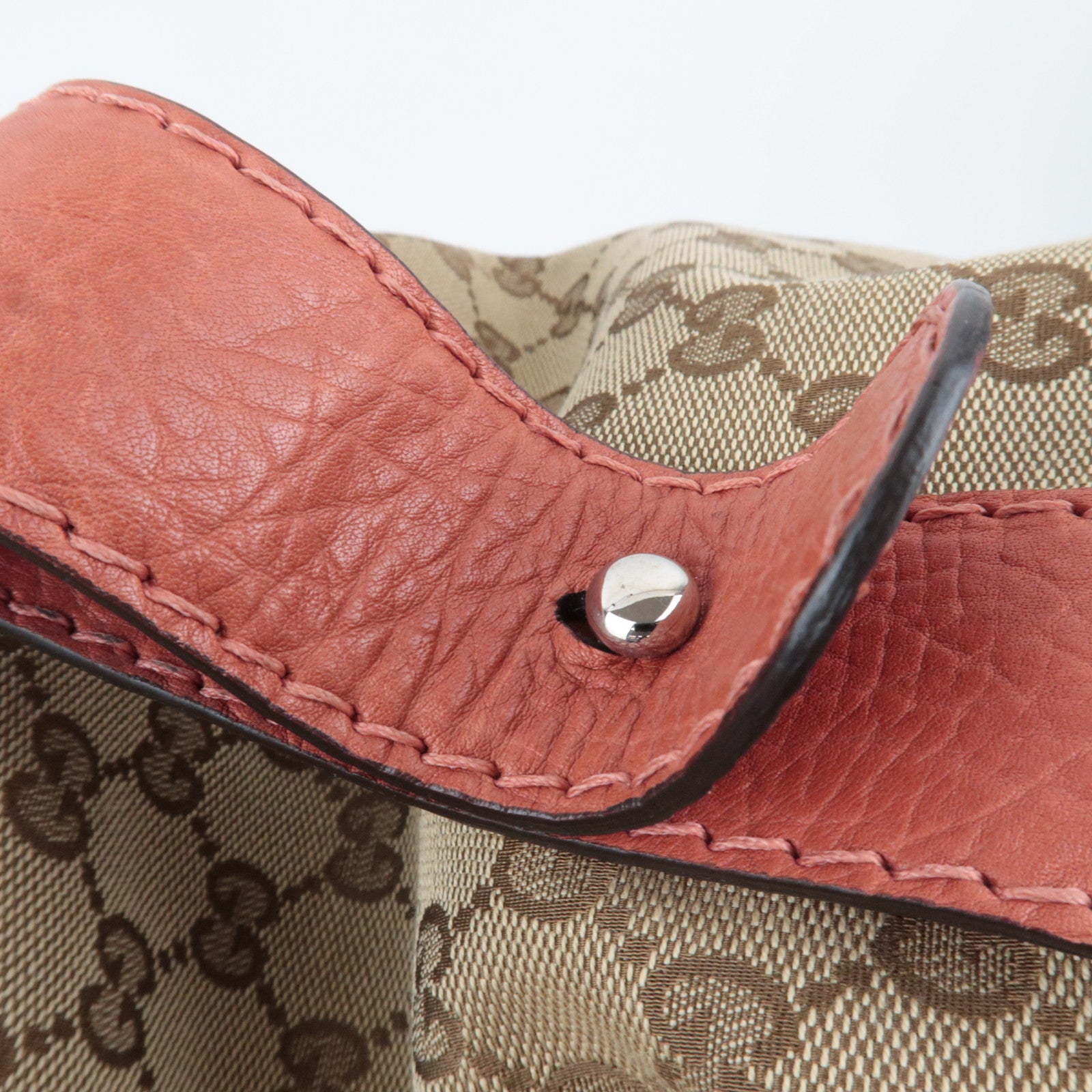 GUCCI Bamboo GG Canvas Shoulder Bag Beige Brown 232960