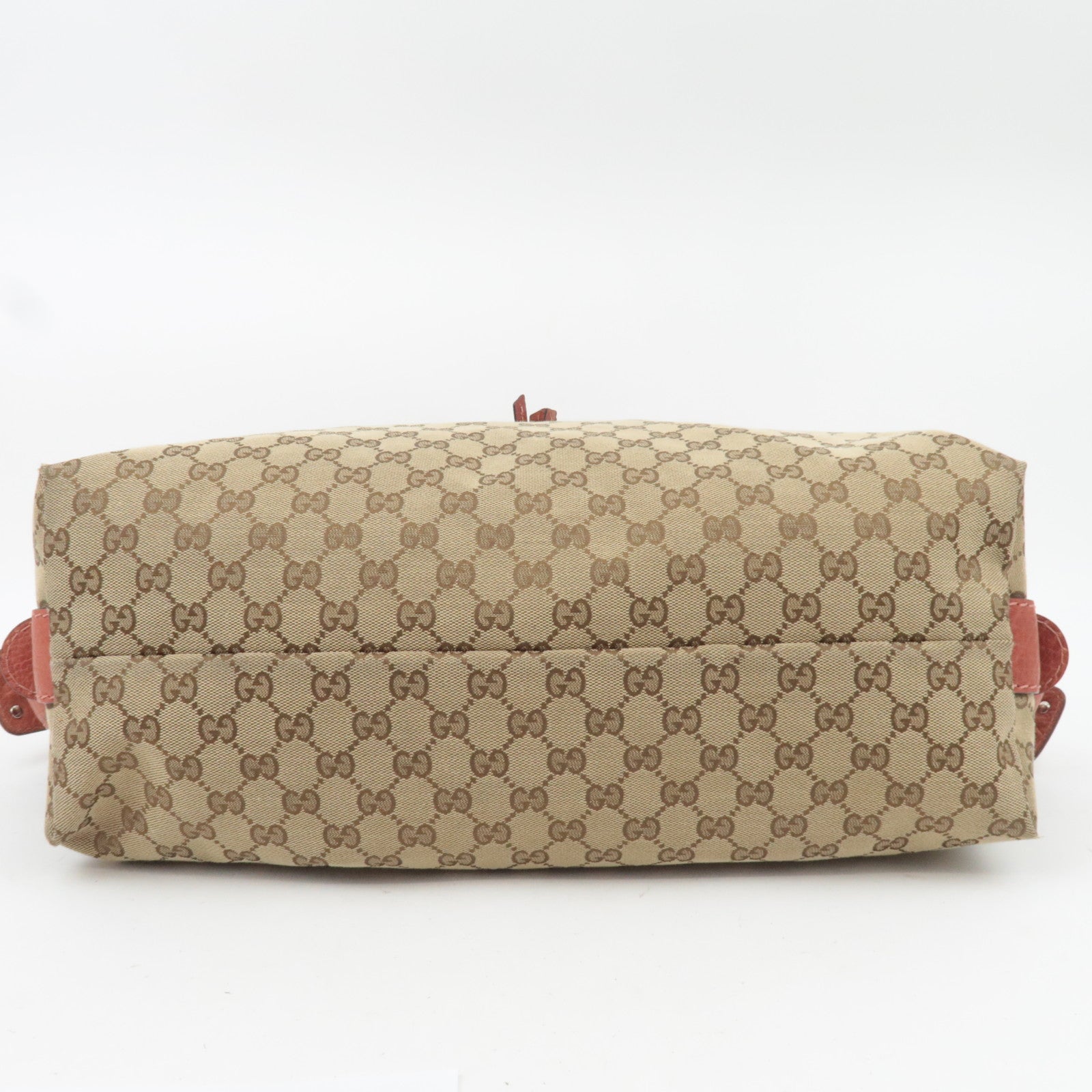 GUCCI Bamboo GG Canvas Shoulder Bag Beige Brown 232960