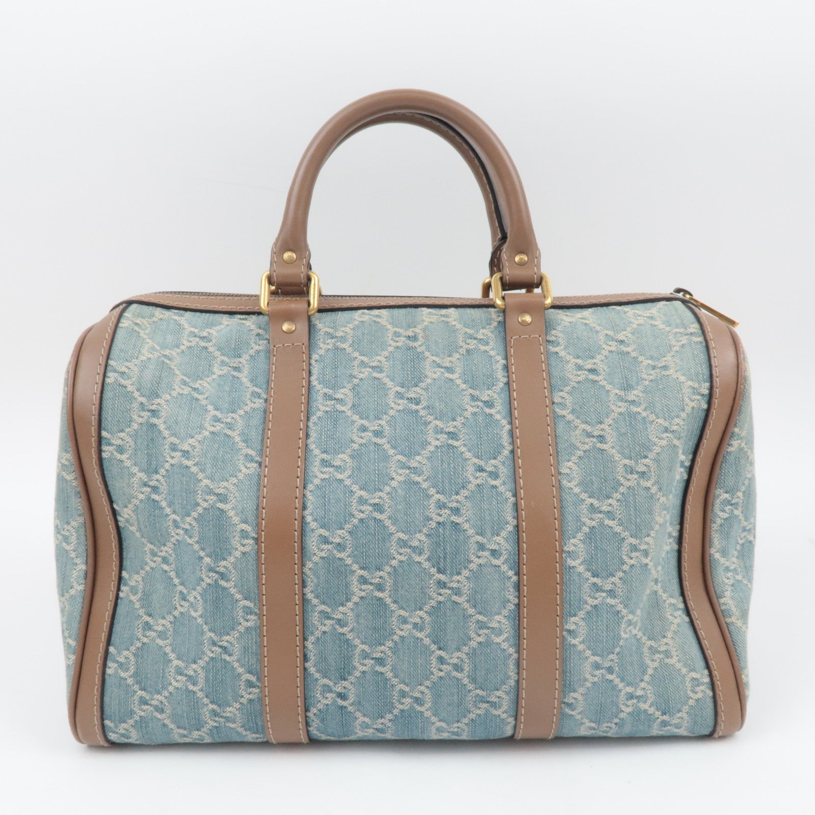 GUCCI 2Way Handbag GG Denim Blue Brown 247205