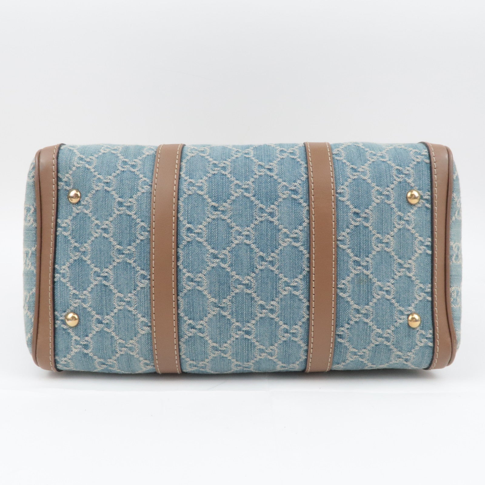 GUCCI 2Way Handbag GG Denim Blue Brown 247205