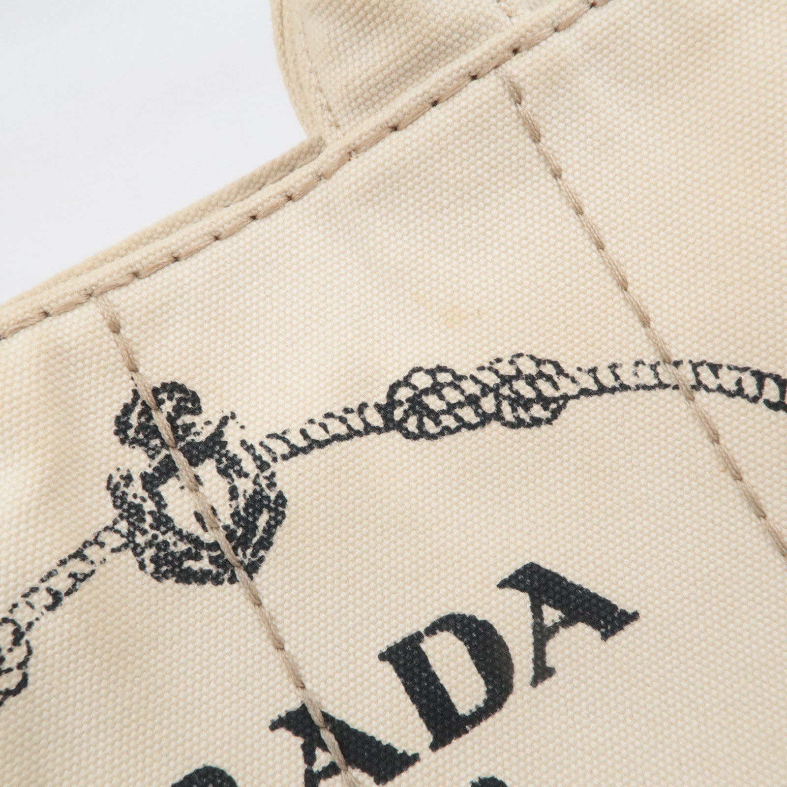 PRADA Canapa Mini 2Way Canvas Tote Bag Beige B2439G
