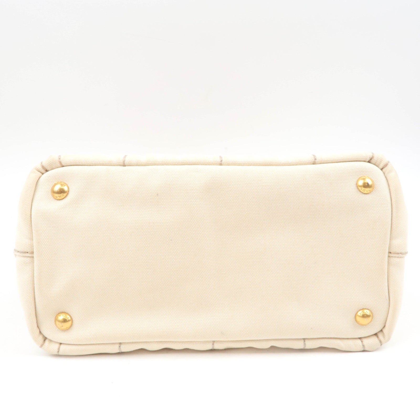 PRADA Canapa Mini 2Way Canvas Tote Bag Beige B2439G