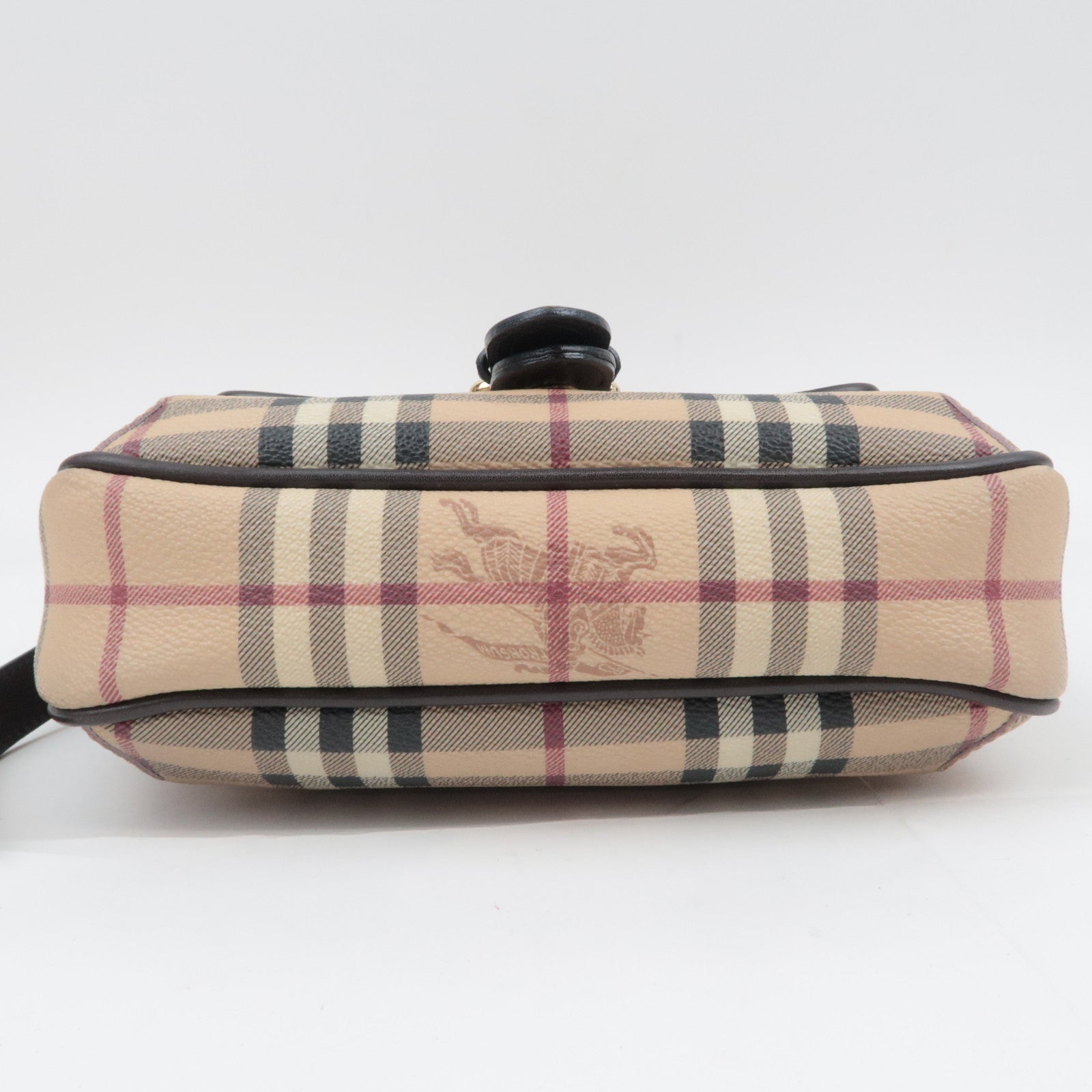 BURBERRY Nova Plaid PVC Leather Shoulder Bag Beige Brown