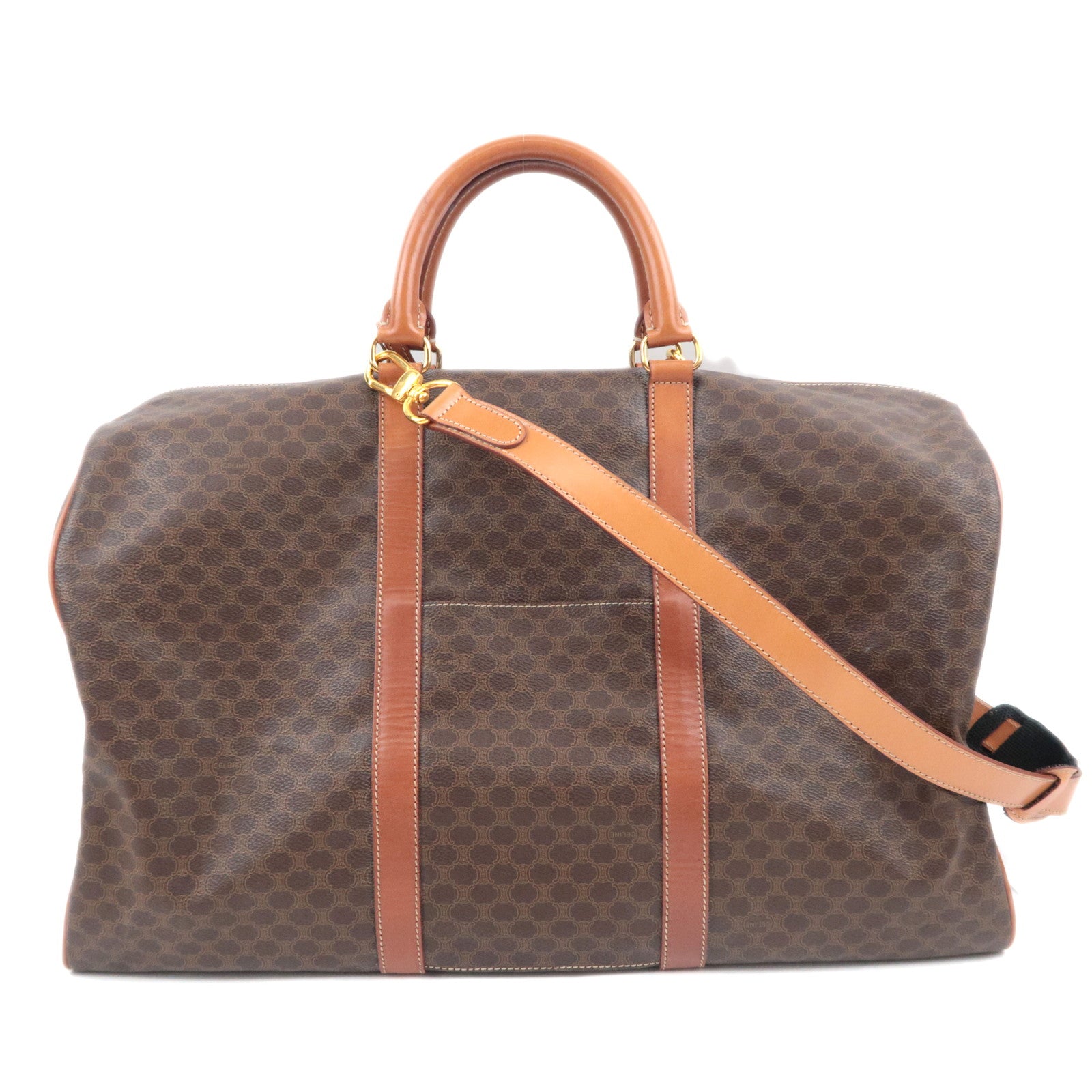 CELINE Macadam PVC Leather Boston Bag Brown89810