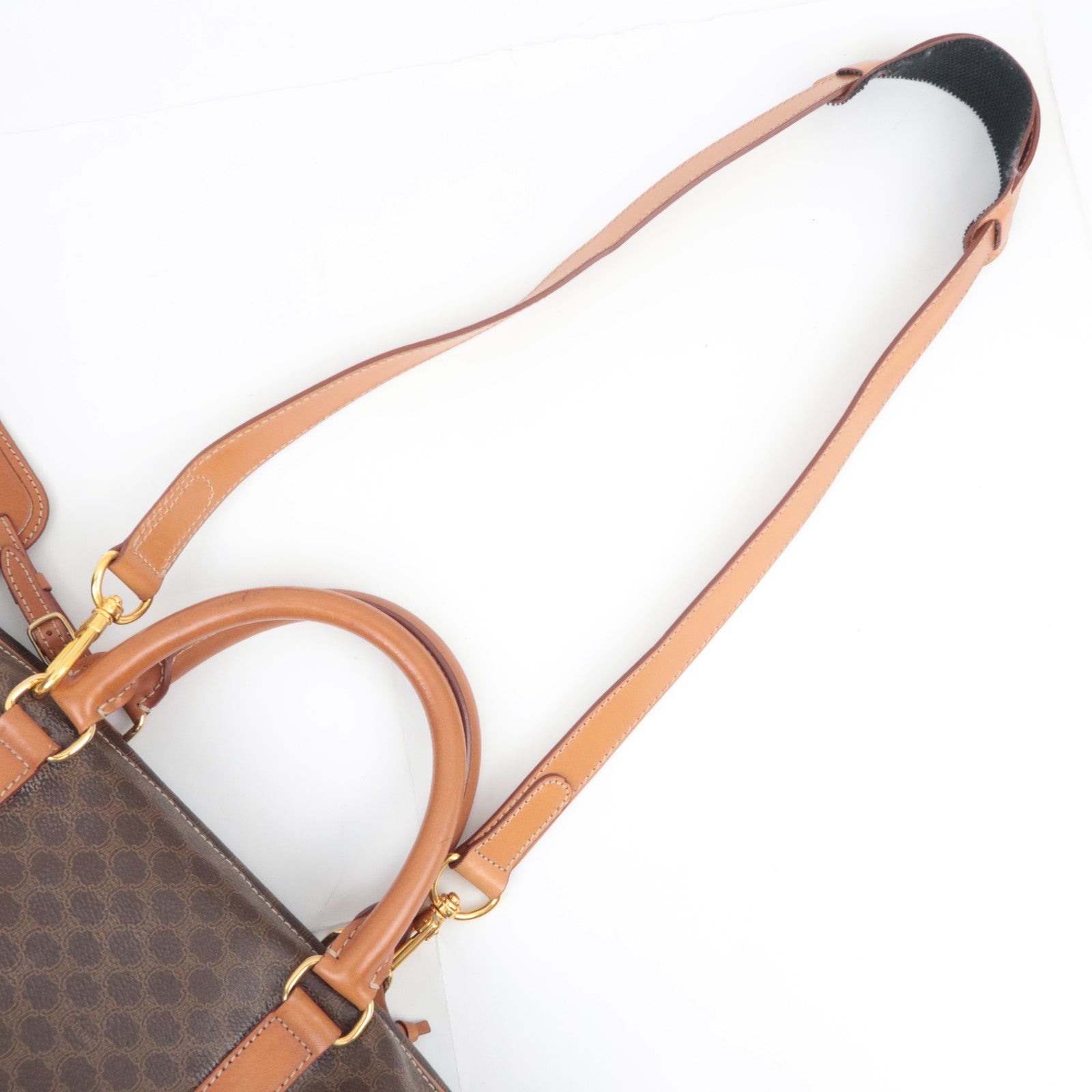 CELINE Macadam PVC Leather Boston Bag Brown