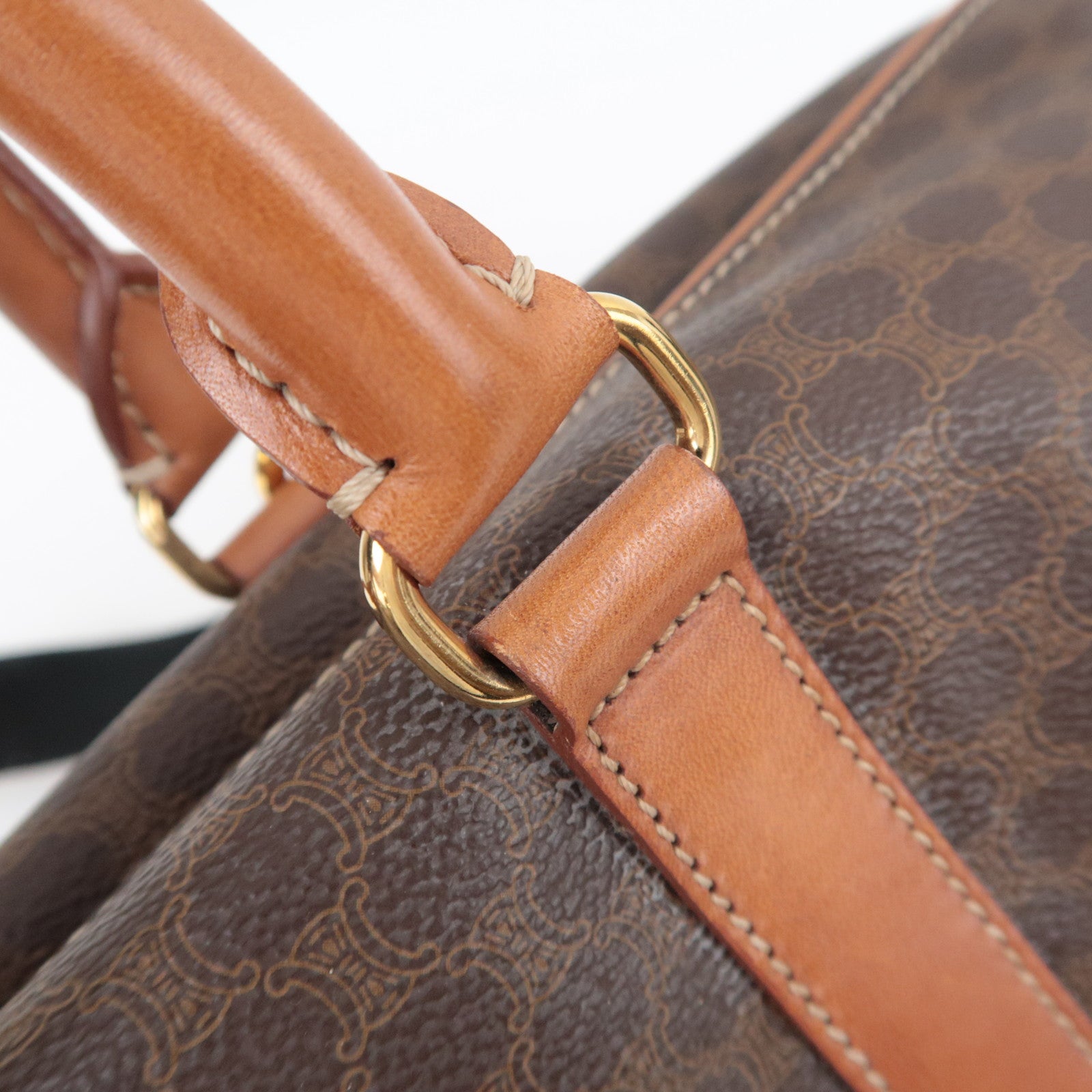 CELINE Macadam PVC Leather Boston Bag Brown