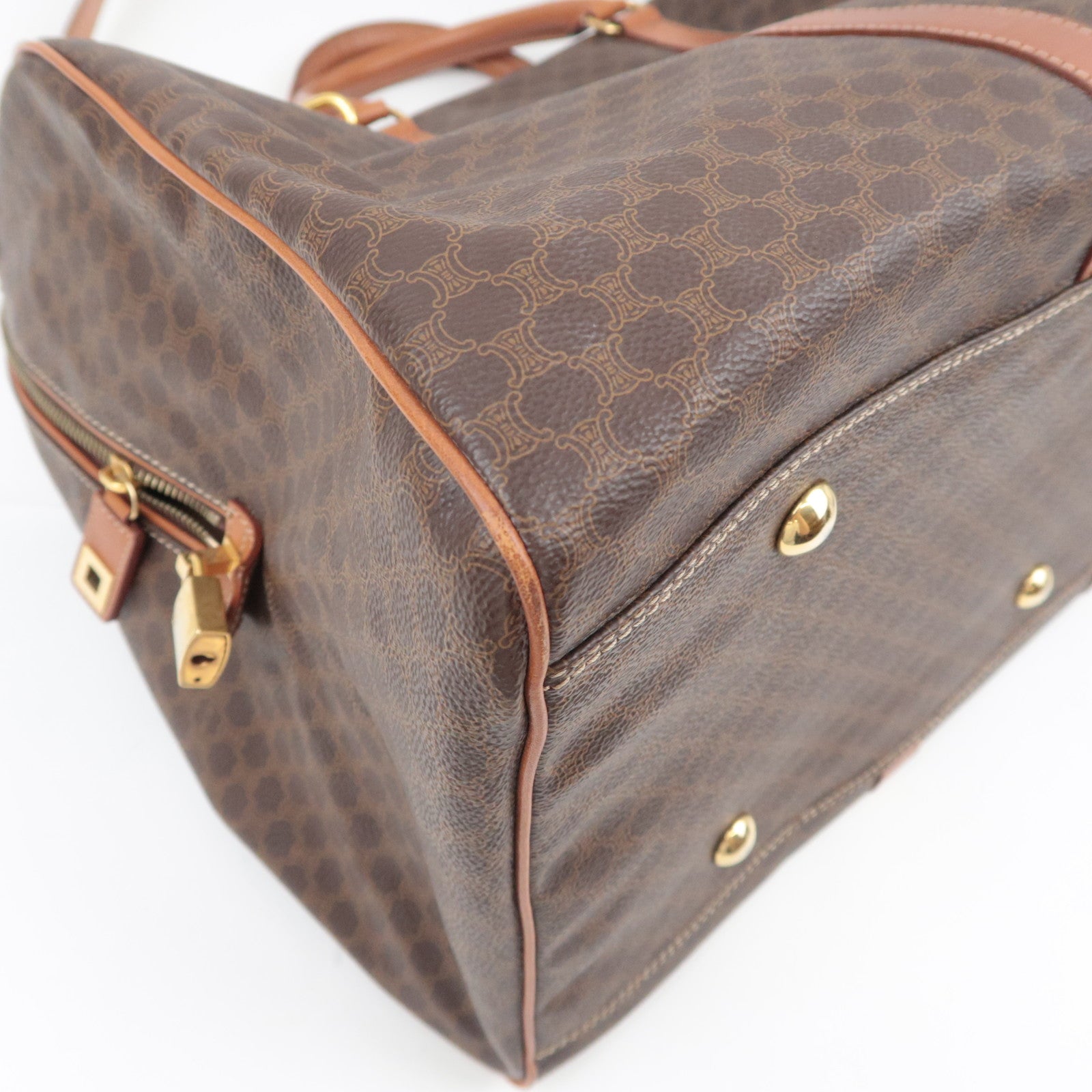 CELINE Macadam PVC Leather Boston Bag Brown