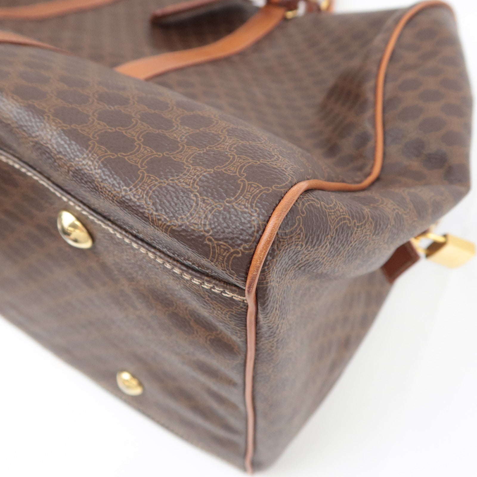 CELINE Macadam PVC Leather Boston Bag Brown
