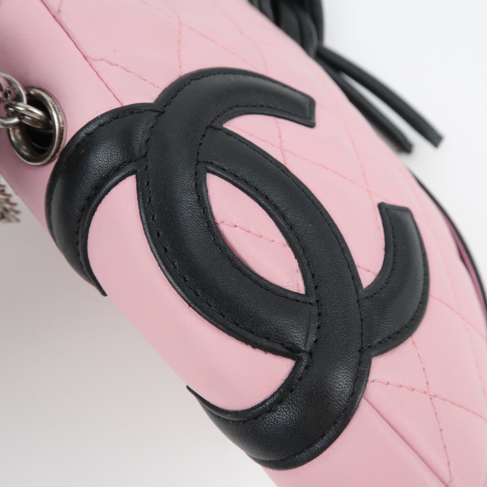 CHANEL Cambon Line Lambskin Shoulder Bag Pink Black