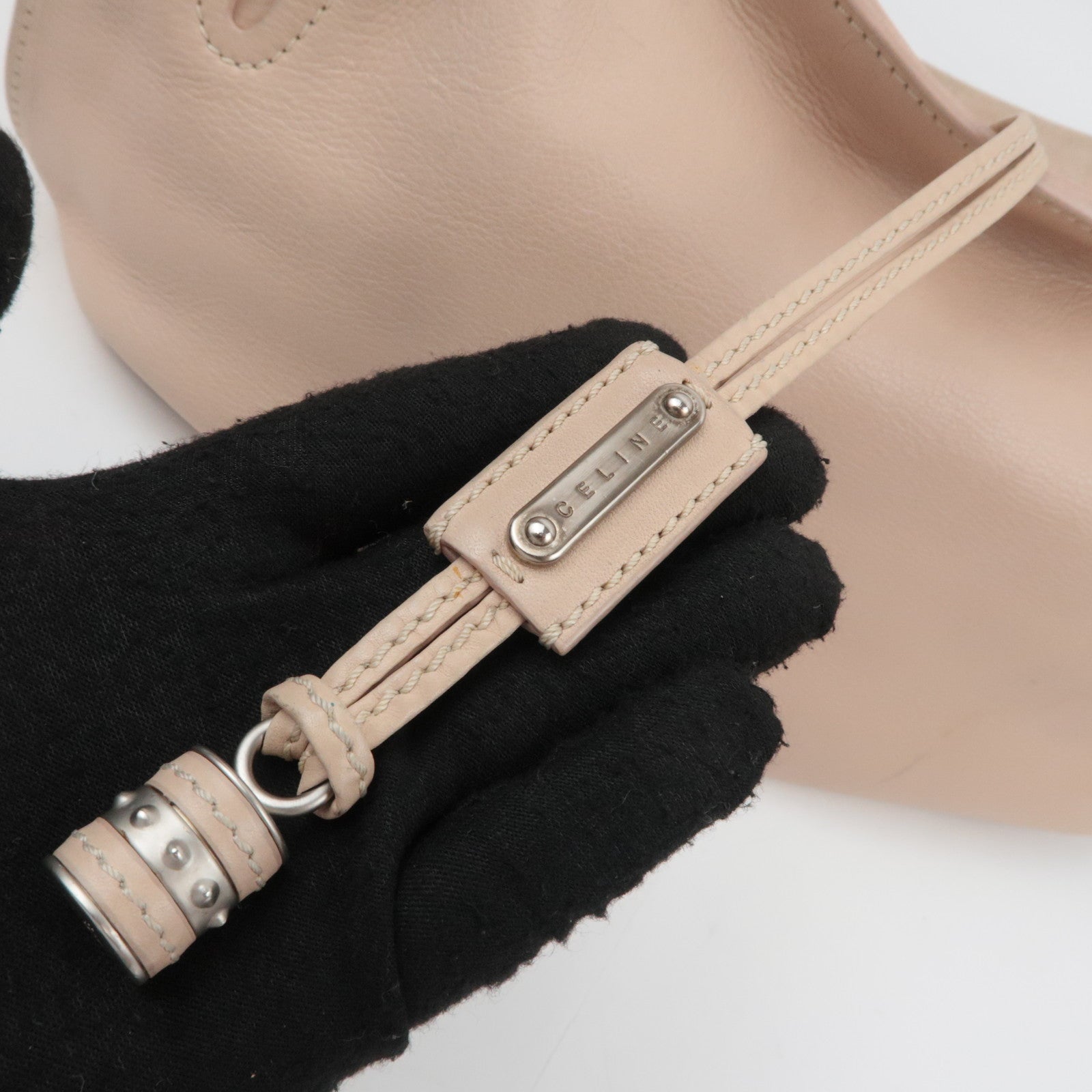 CELINE Bittersweet Leather Shoulder Bag Pink Beige