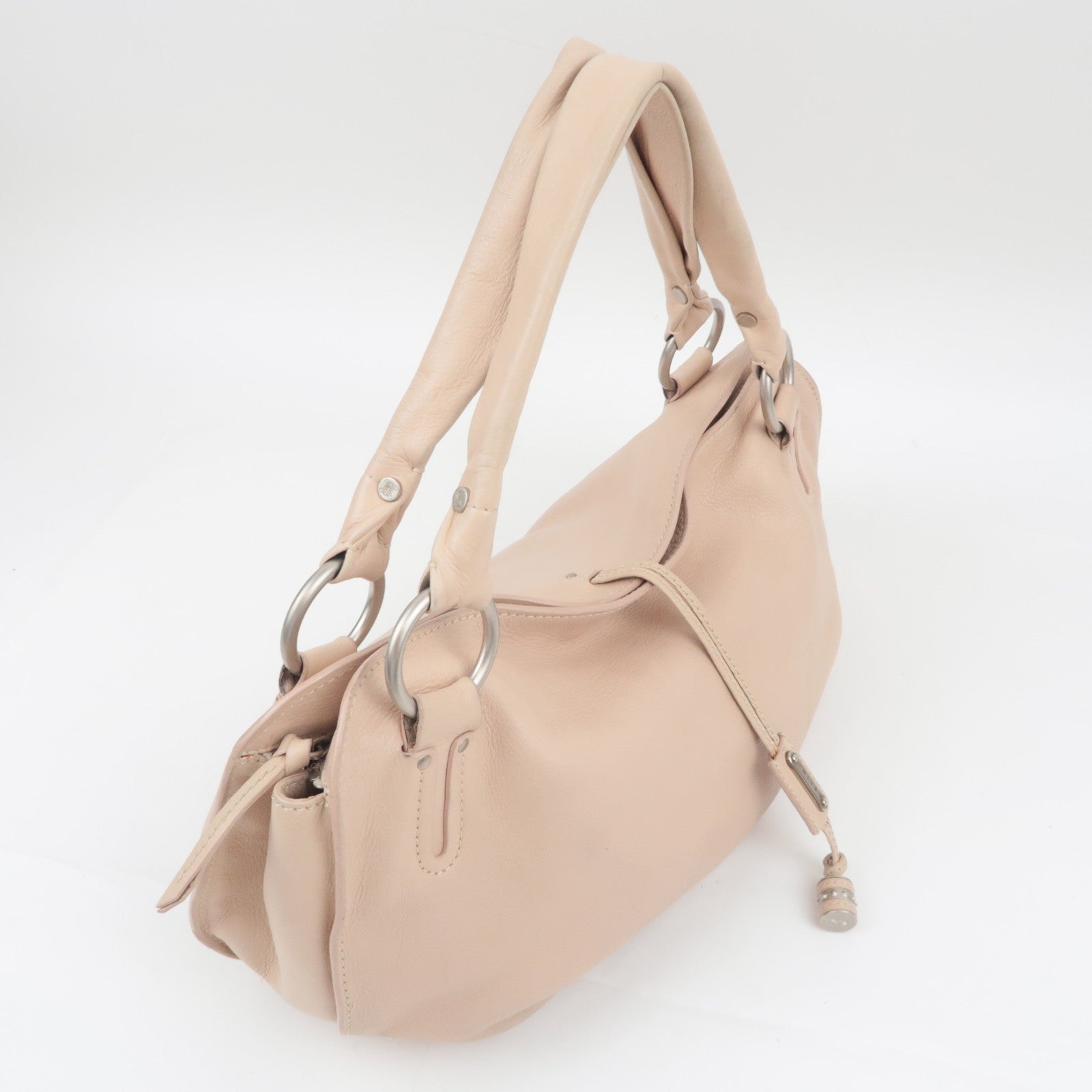 CELINE Bittersweet Leather Shoulder Bag Pink Beige