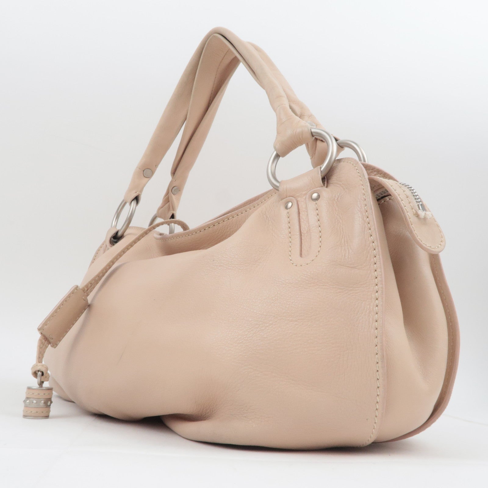 CELINE Bittersweet Leather Shoulder Bag Pink Beige