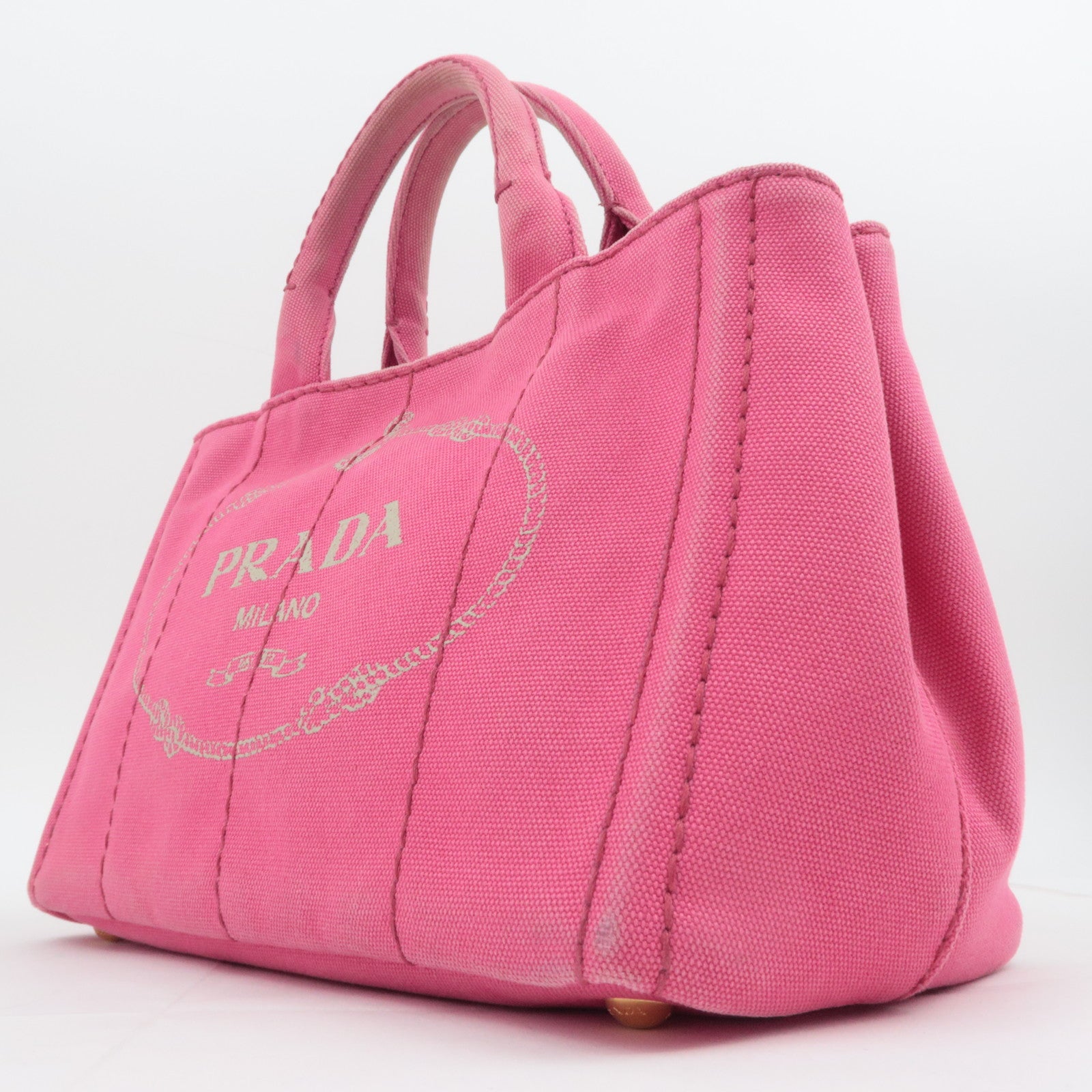 PRADA Canapa Mini 2Way Canvas Tote Bag Pink B2439G