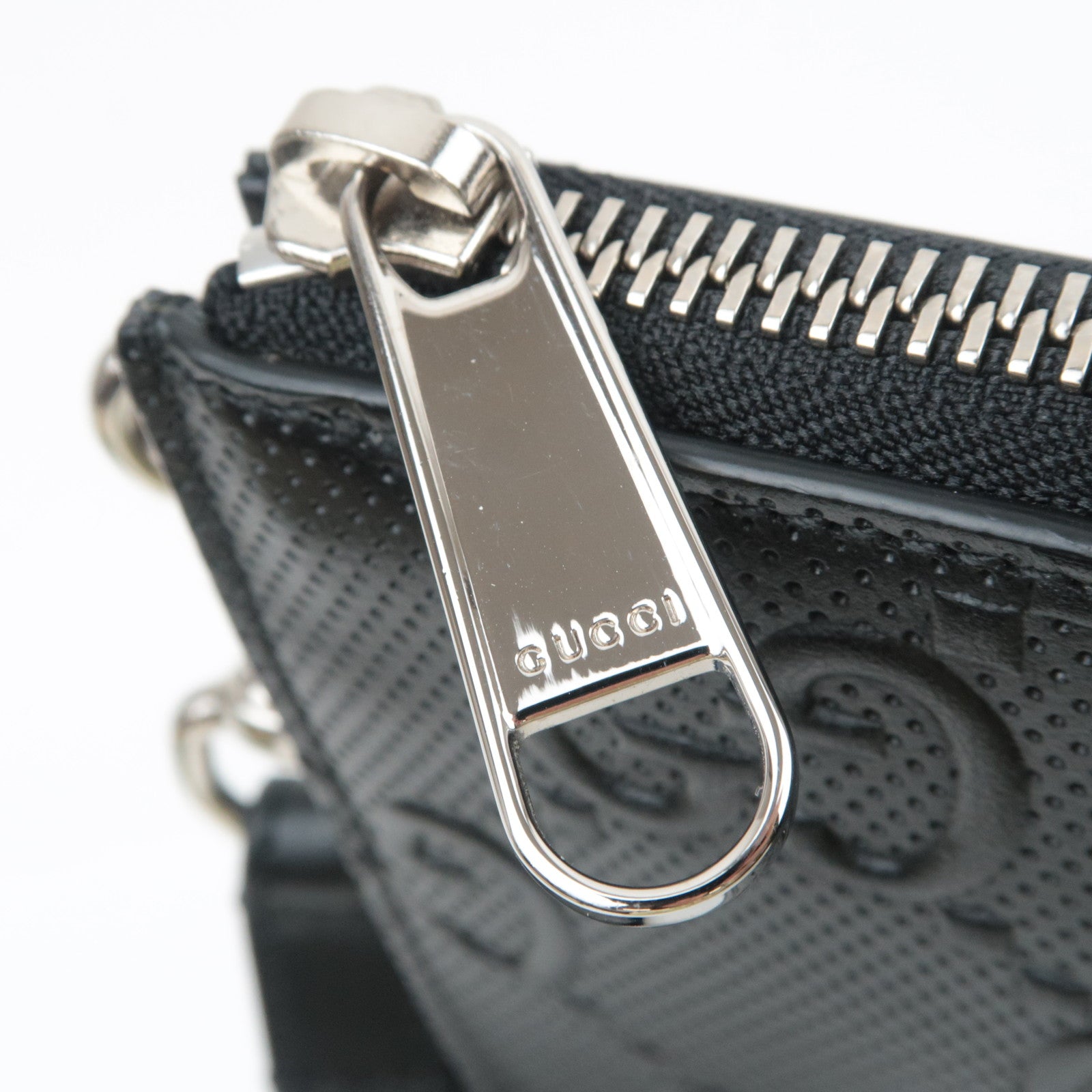 GUCCI GG Embossed Leather Clutch Bag Black 625569