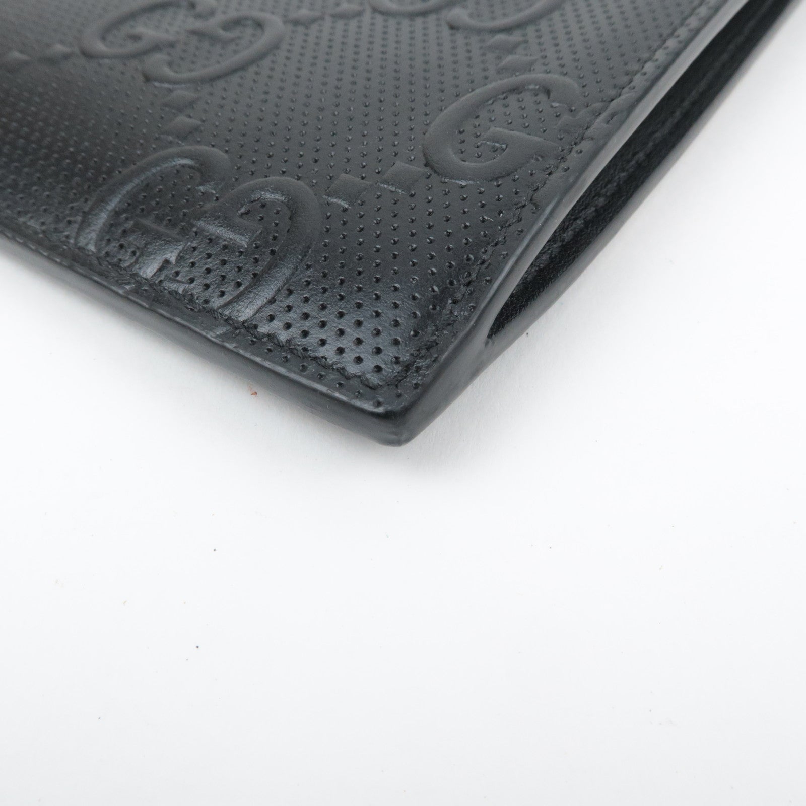 GUCCI GG Embossed Leather Clutch Bag Black 625569