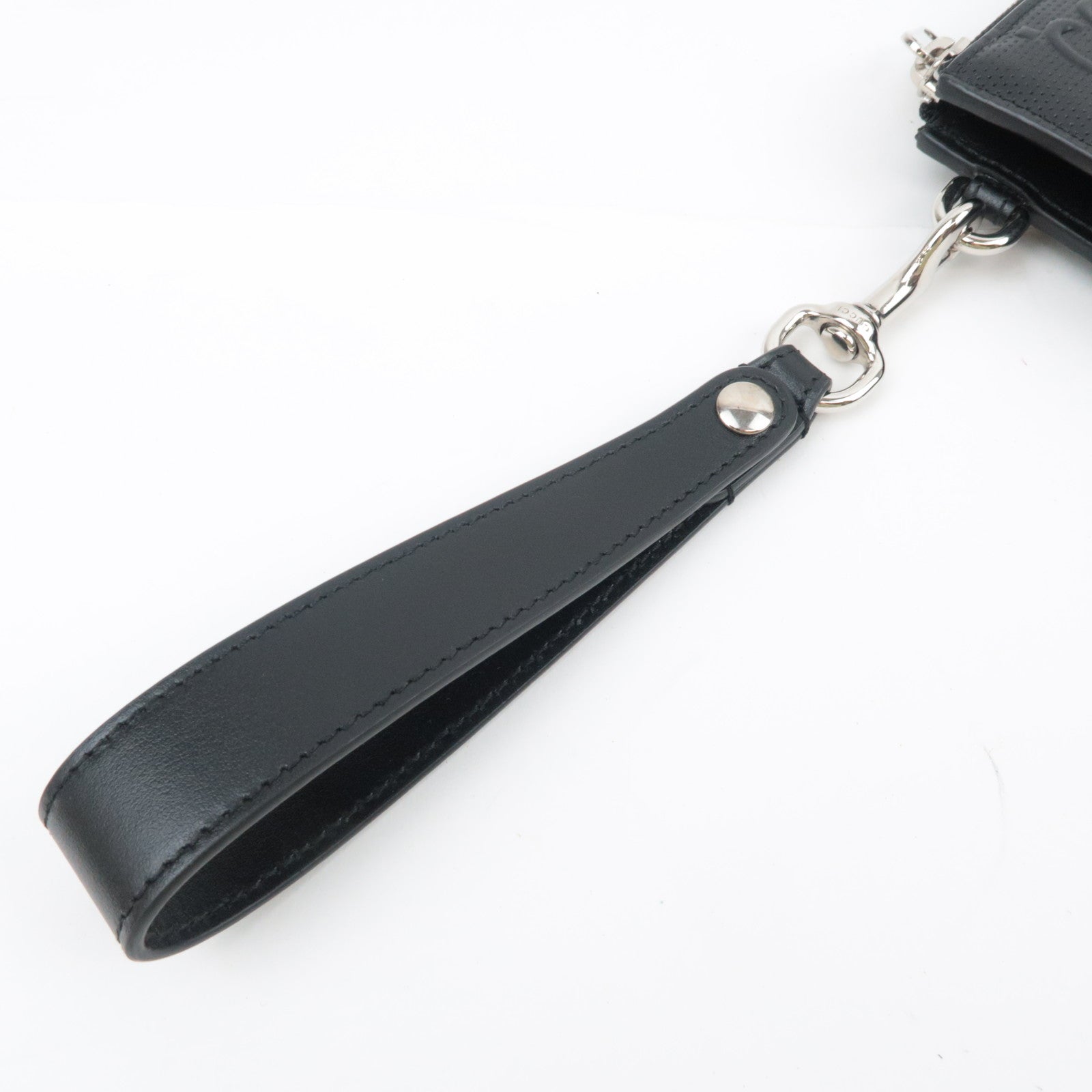 GUCCI GG Embossed Leather Clutch Bag Black 625569