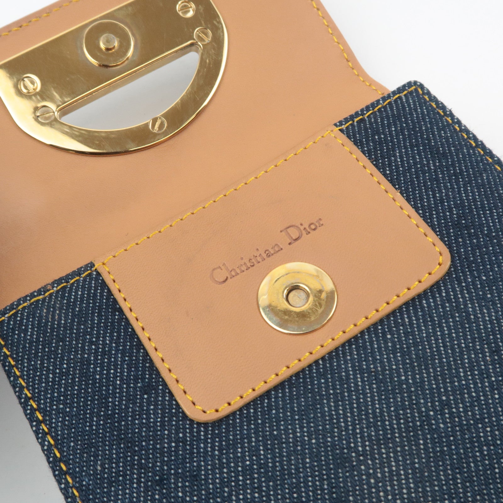 Christian Dior Maris Pearl Denim Wallet Navy