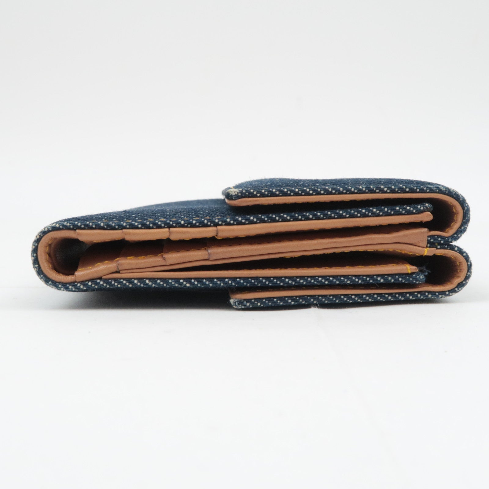 Christian Dior Maris Pearl Denim Wallet Navy