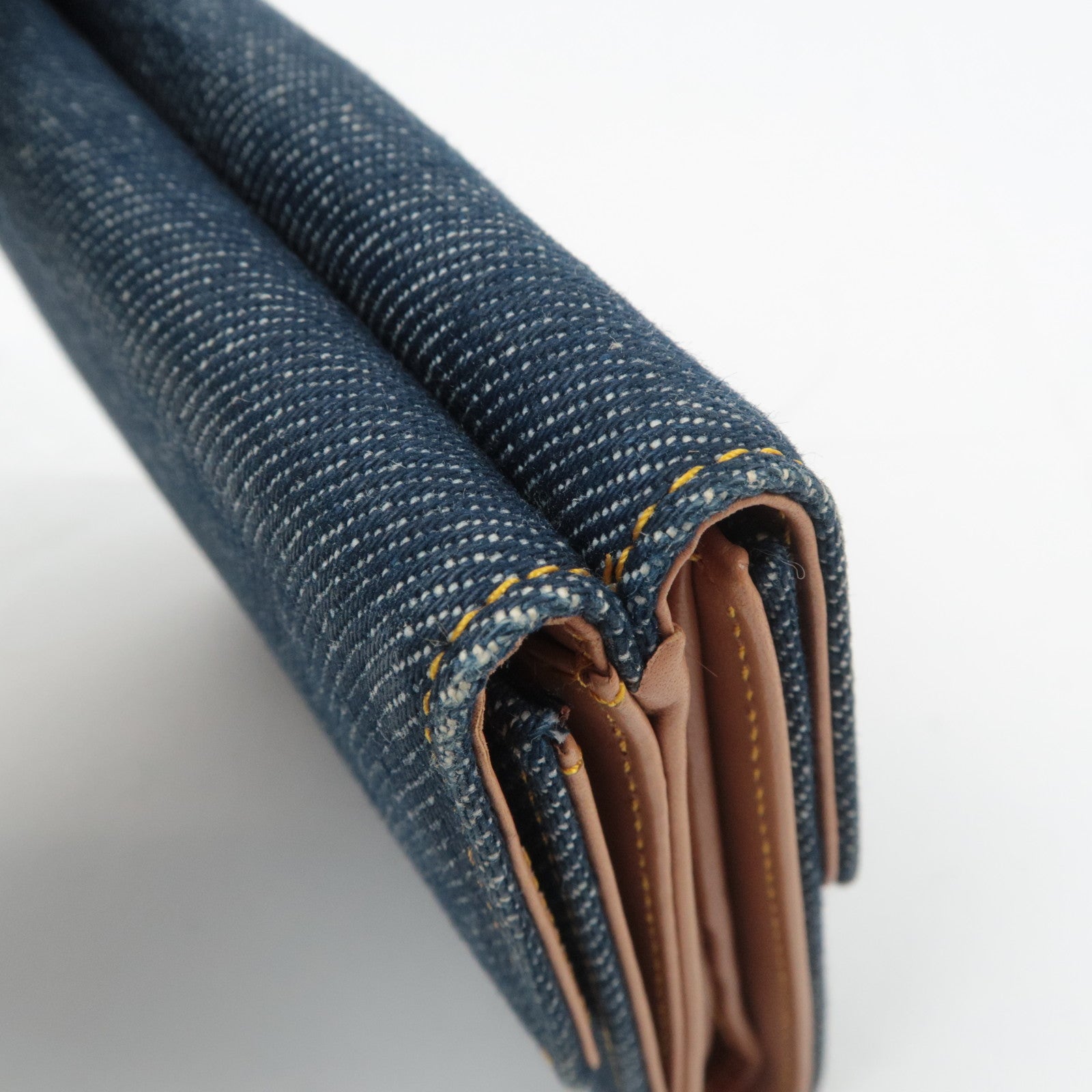 Christian Dior Maris Pearl Denim Wallet Navy