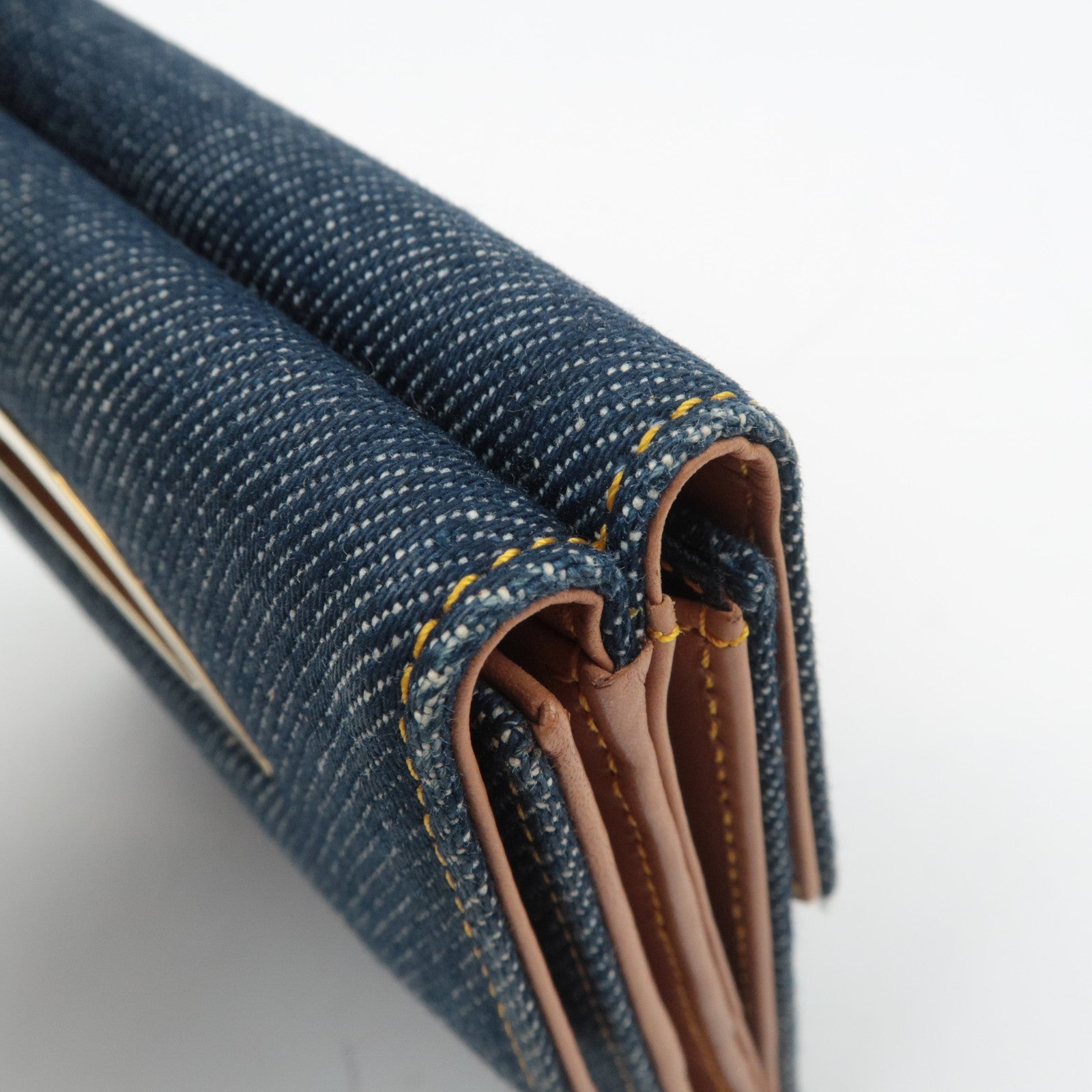 Christian Dior Maris Pearl Denim Wallet Navy