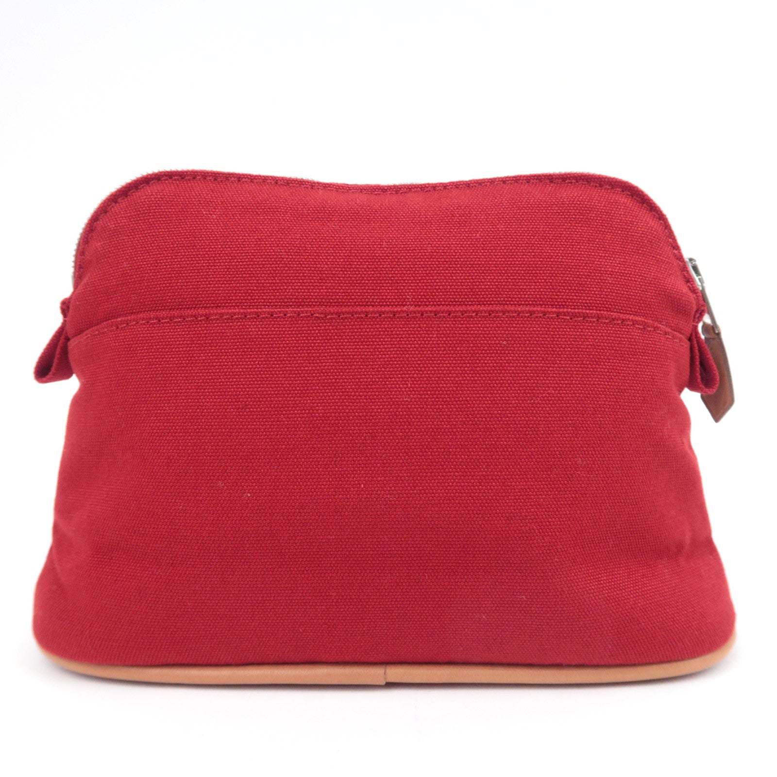 HERMES Bolide Pouch Mini 20 Canvas Leather Cosmetic Pouch Red