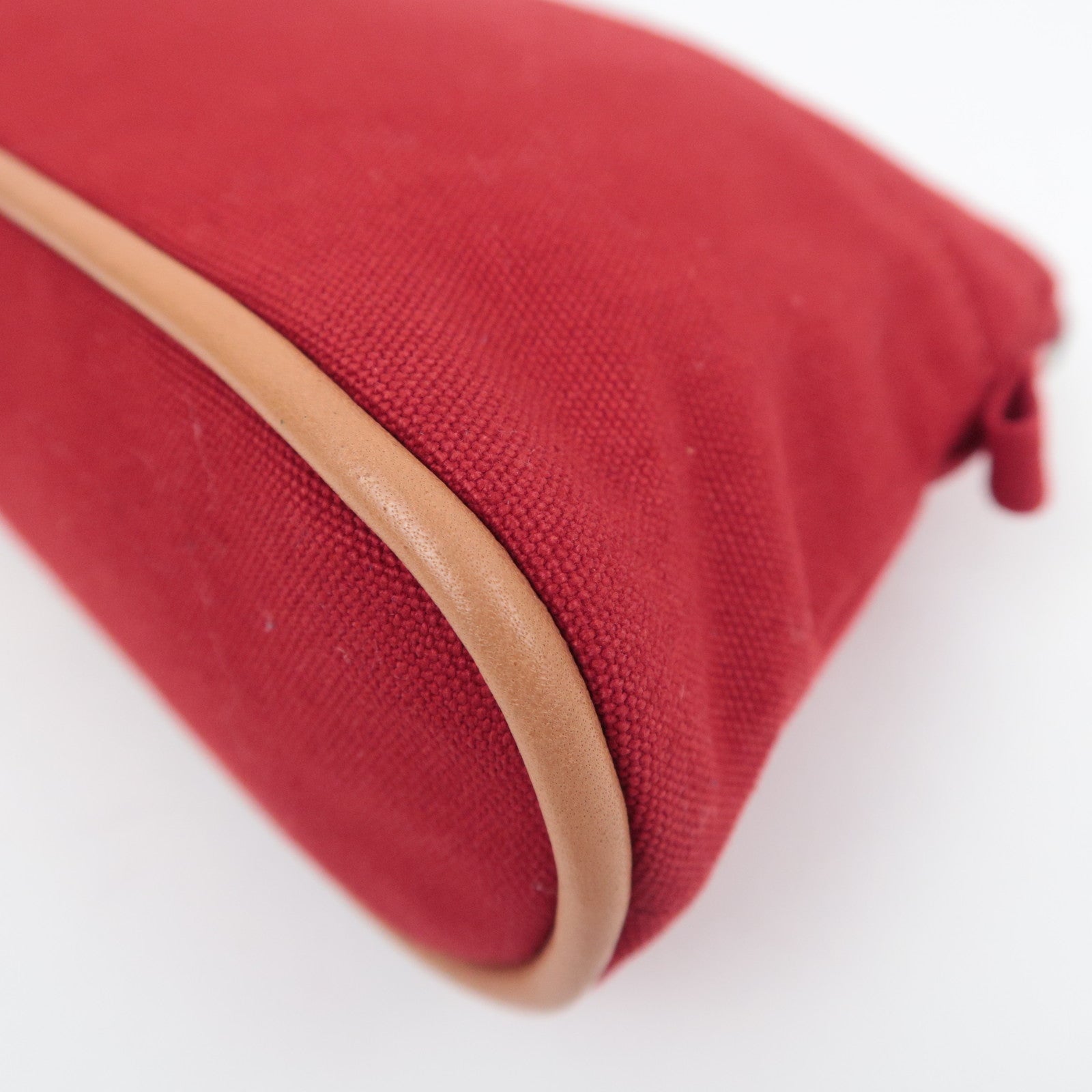 HERMES Bolide Pouch Mini 20 Canvas Leather Cosmetic Pouch Red