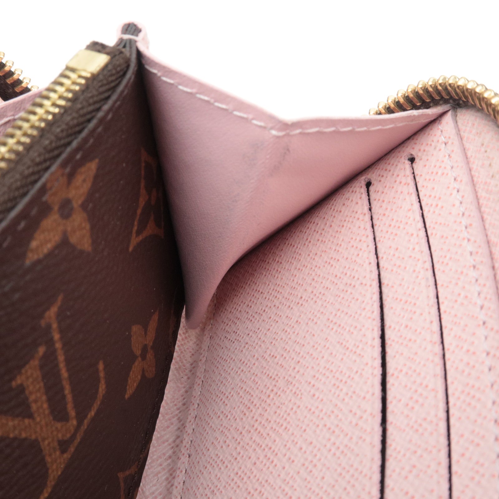 Louis Vuitton Monogram Portefeuille Clemence Long Wallet Rose Ballerine M61298